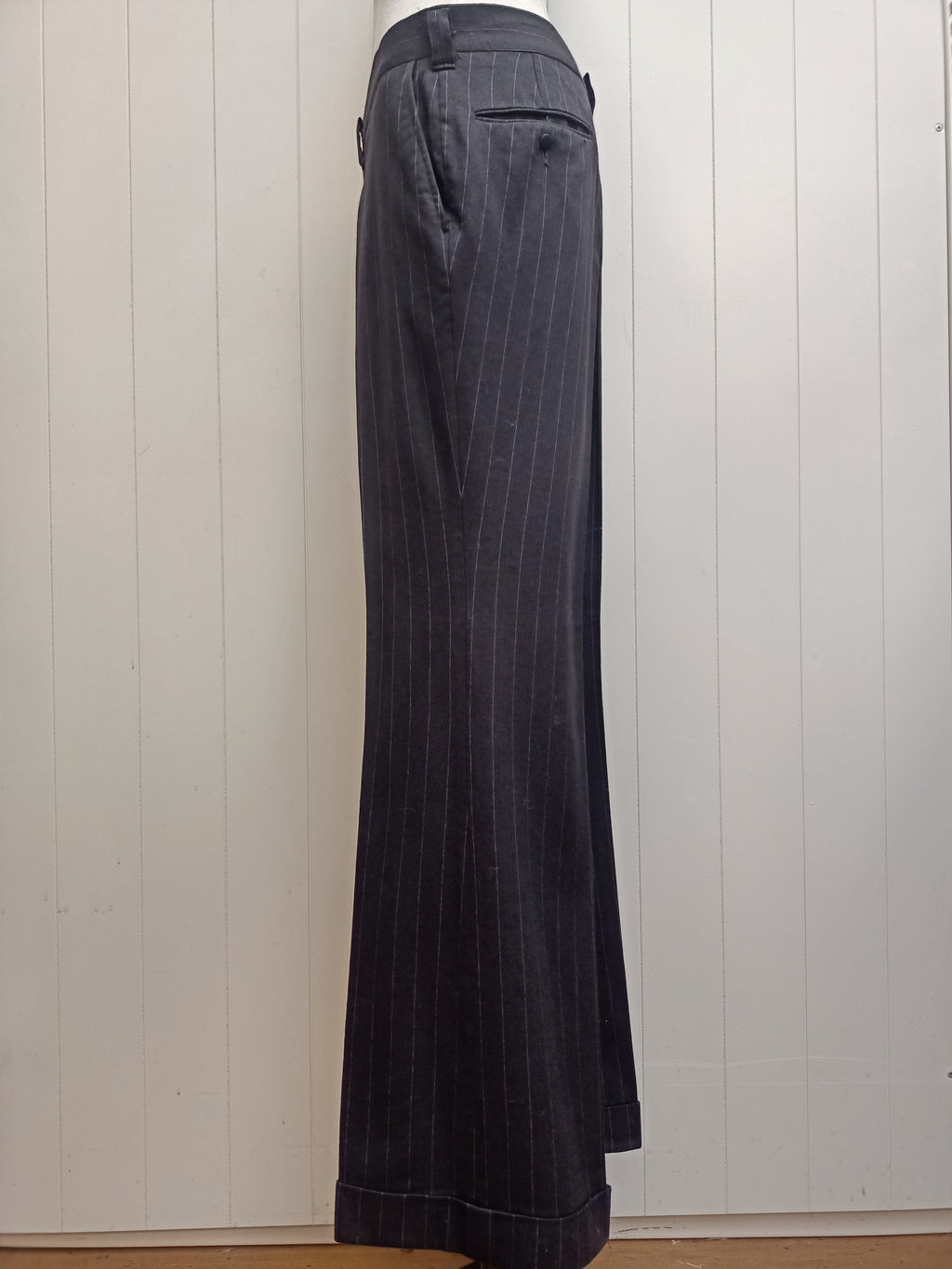 Vintage Mens Wool Style Pinstripe Pants