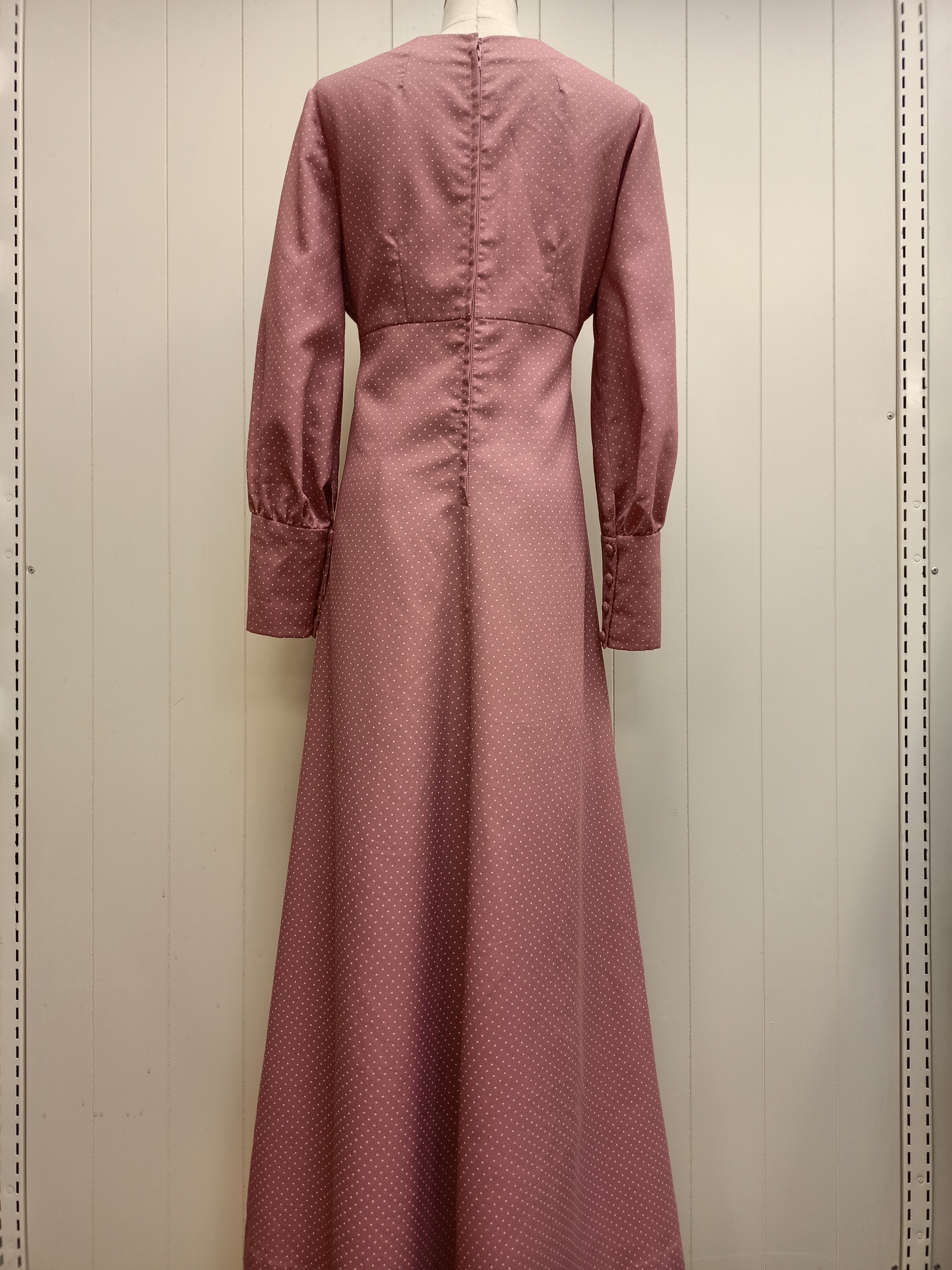 Vintage Pink Polka Dot Maxi Dress