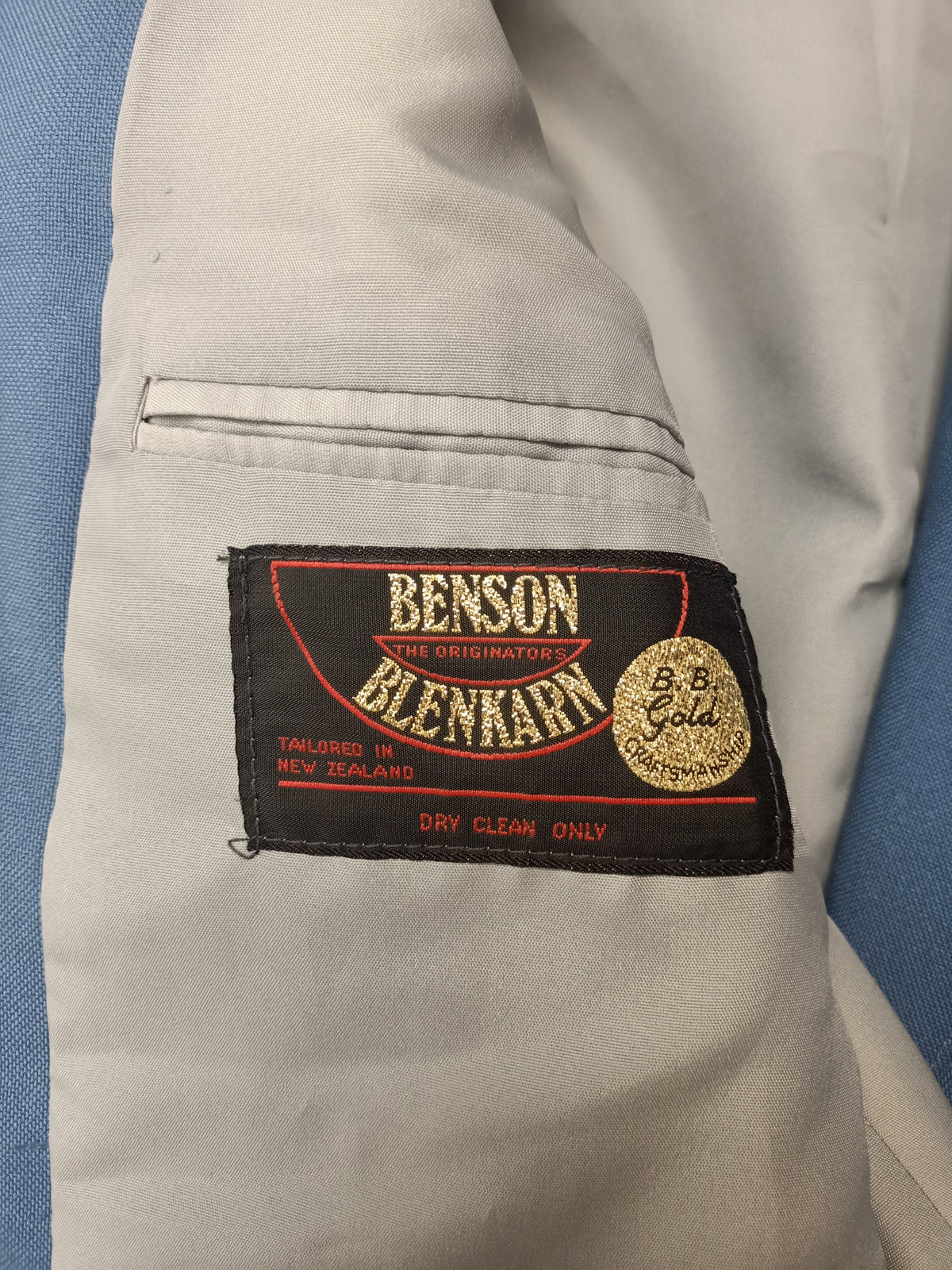 Vintage Mens Benson Blenkarn Blue Blazer