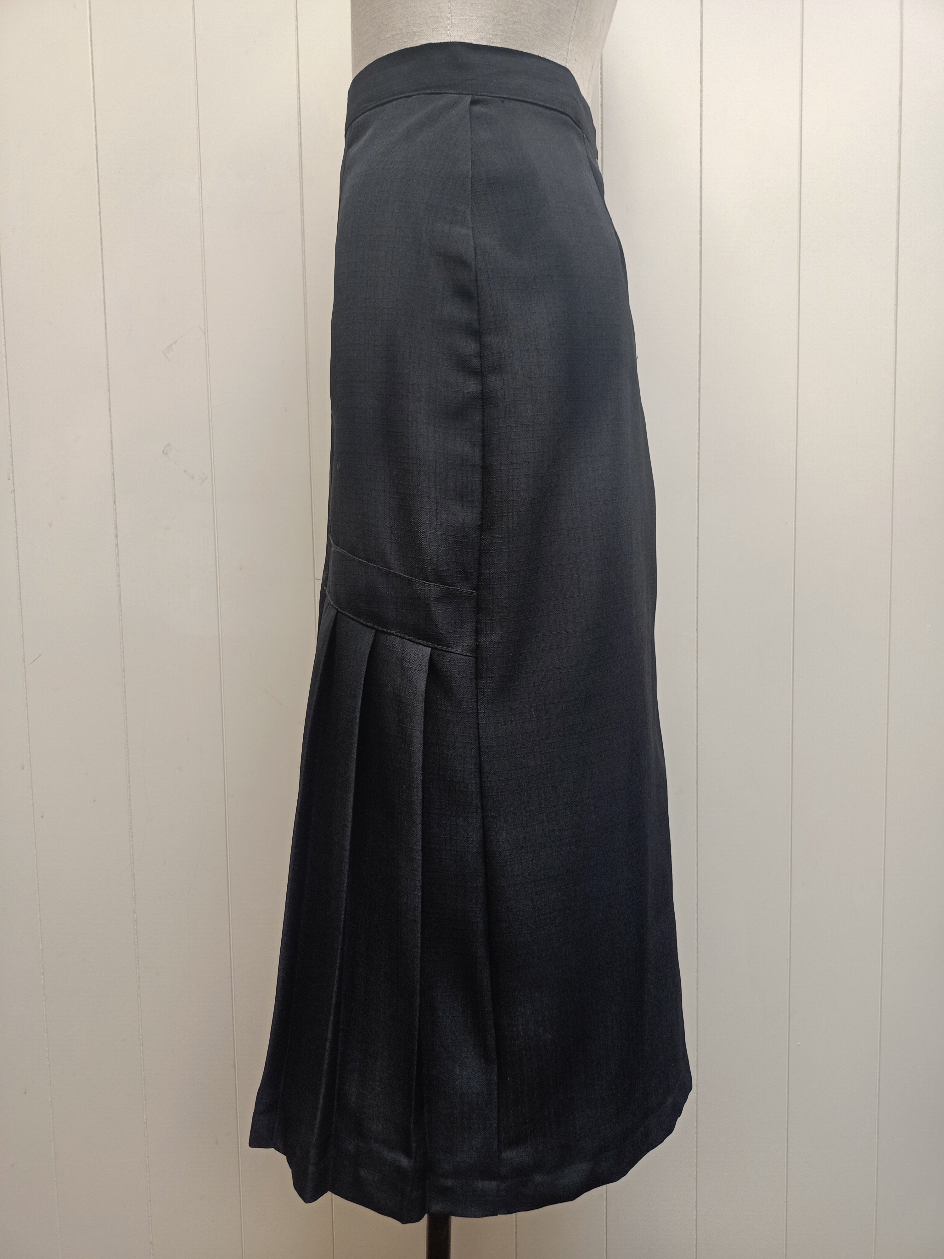 Vintage Black Pencil Side Pleat Skirt