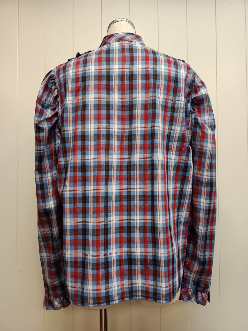 Vintage Plaid Ruffle Shirt