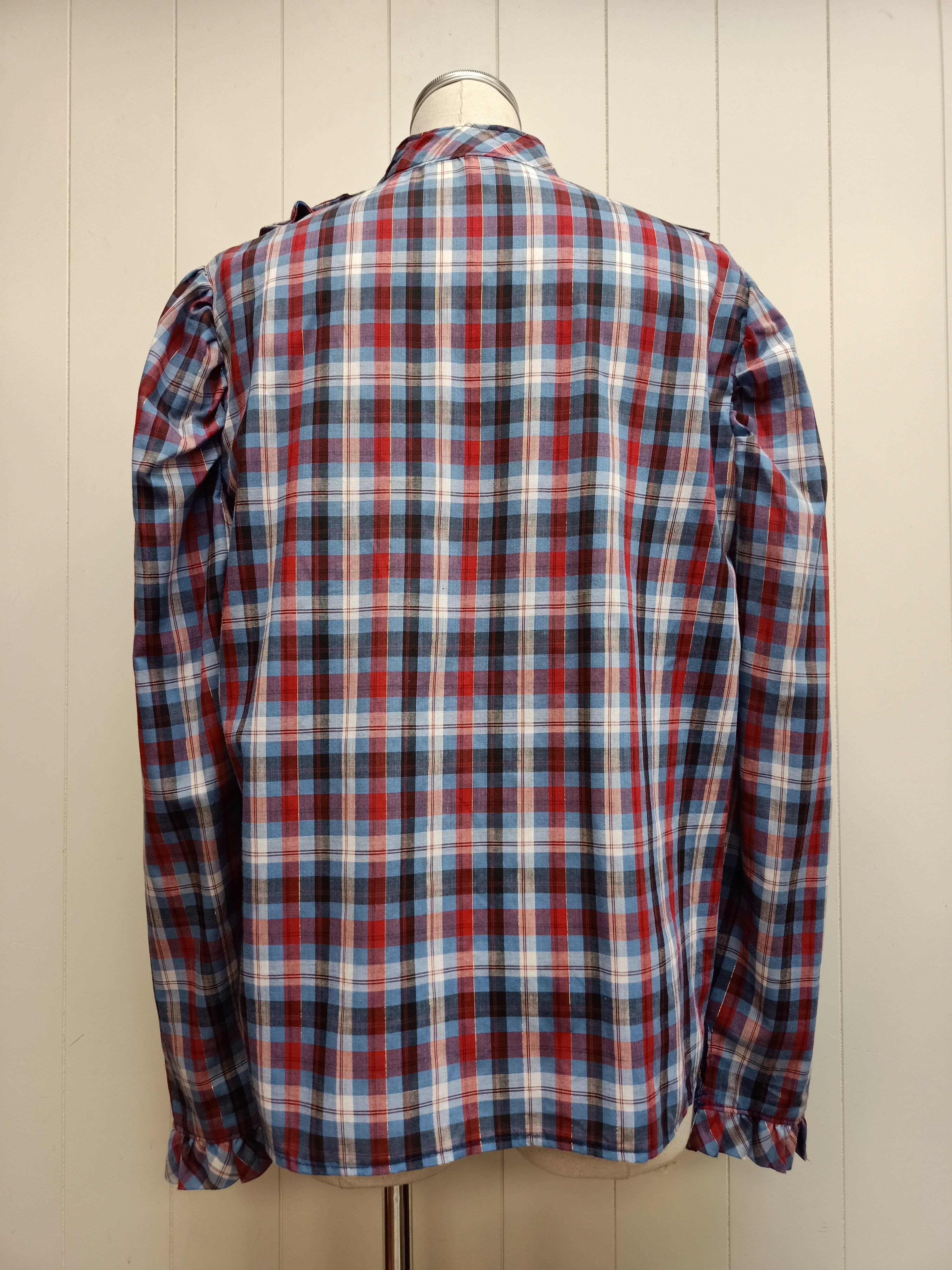 Vintage Plaid Ruffle Shirt
