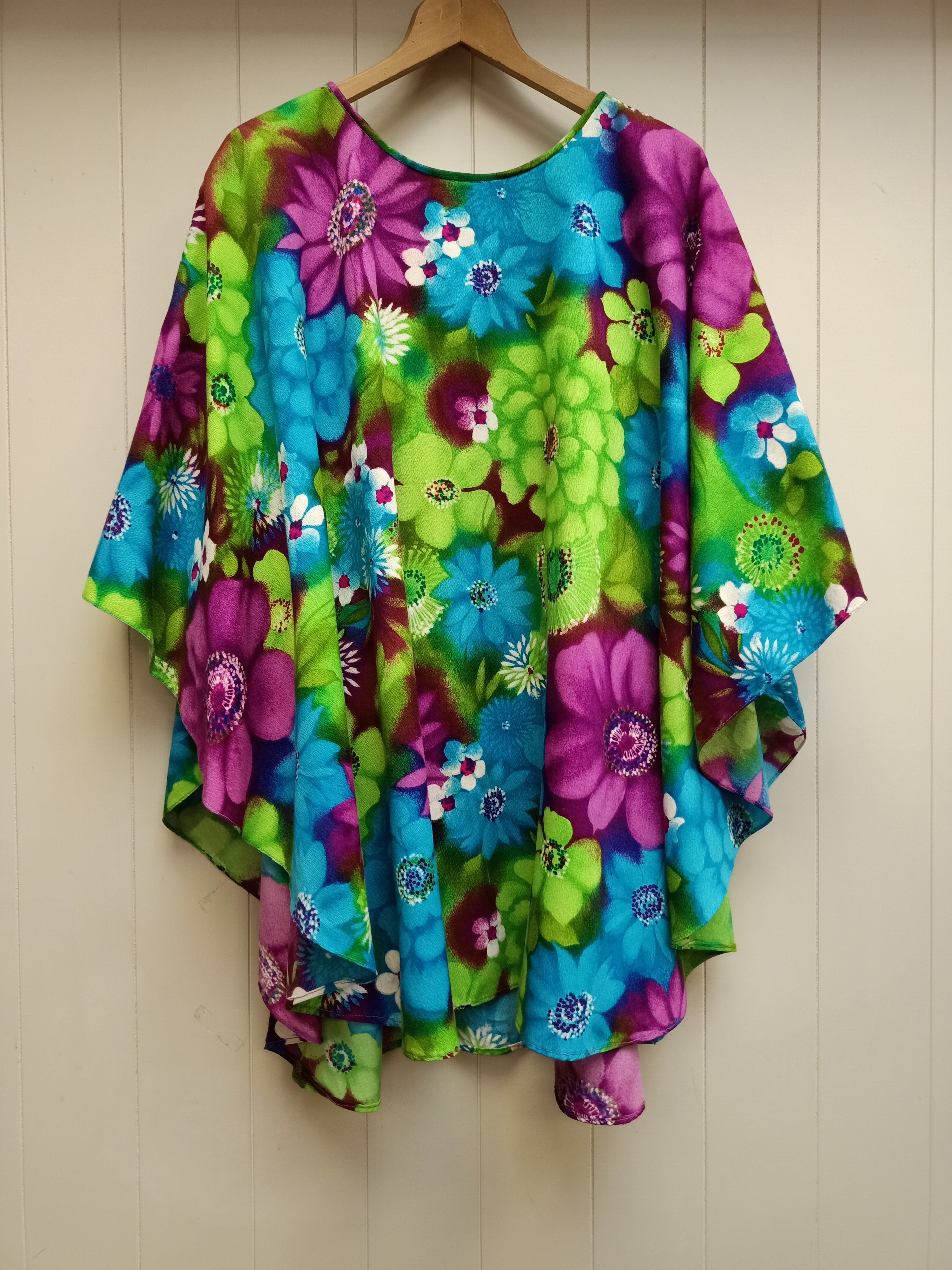 Vintage Floral Vibrant Caftan Poncho
