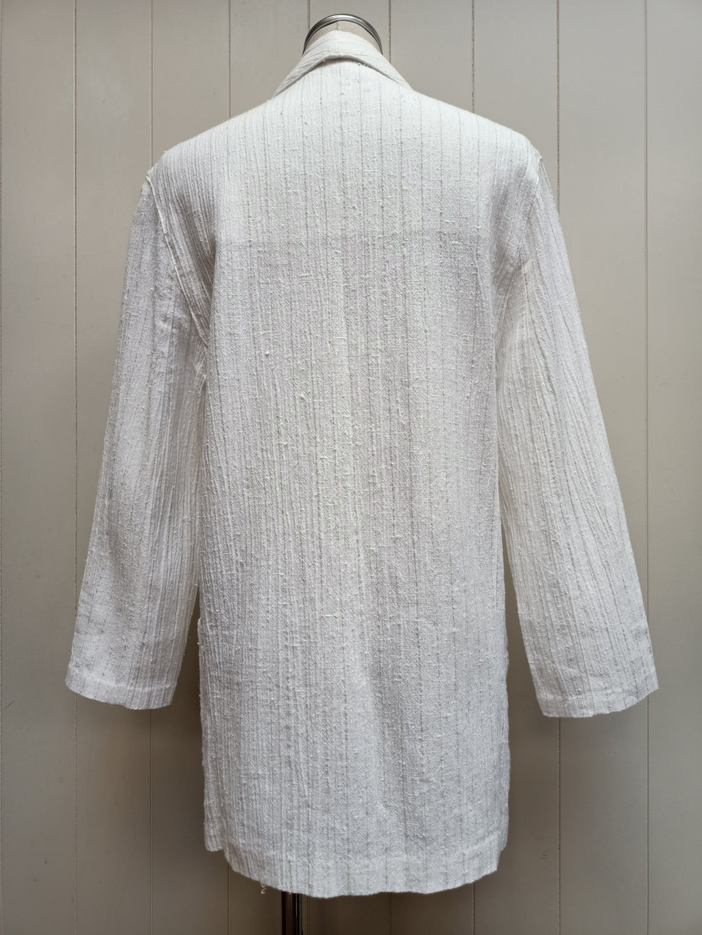 Vintage Crinkle Slub White Striped Blazer
