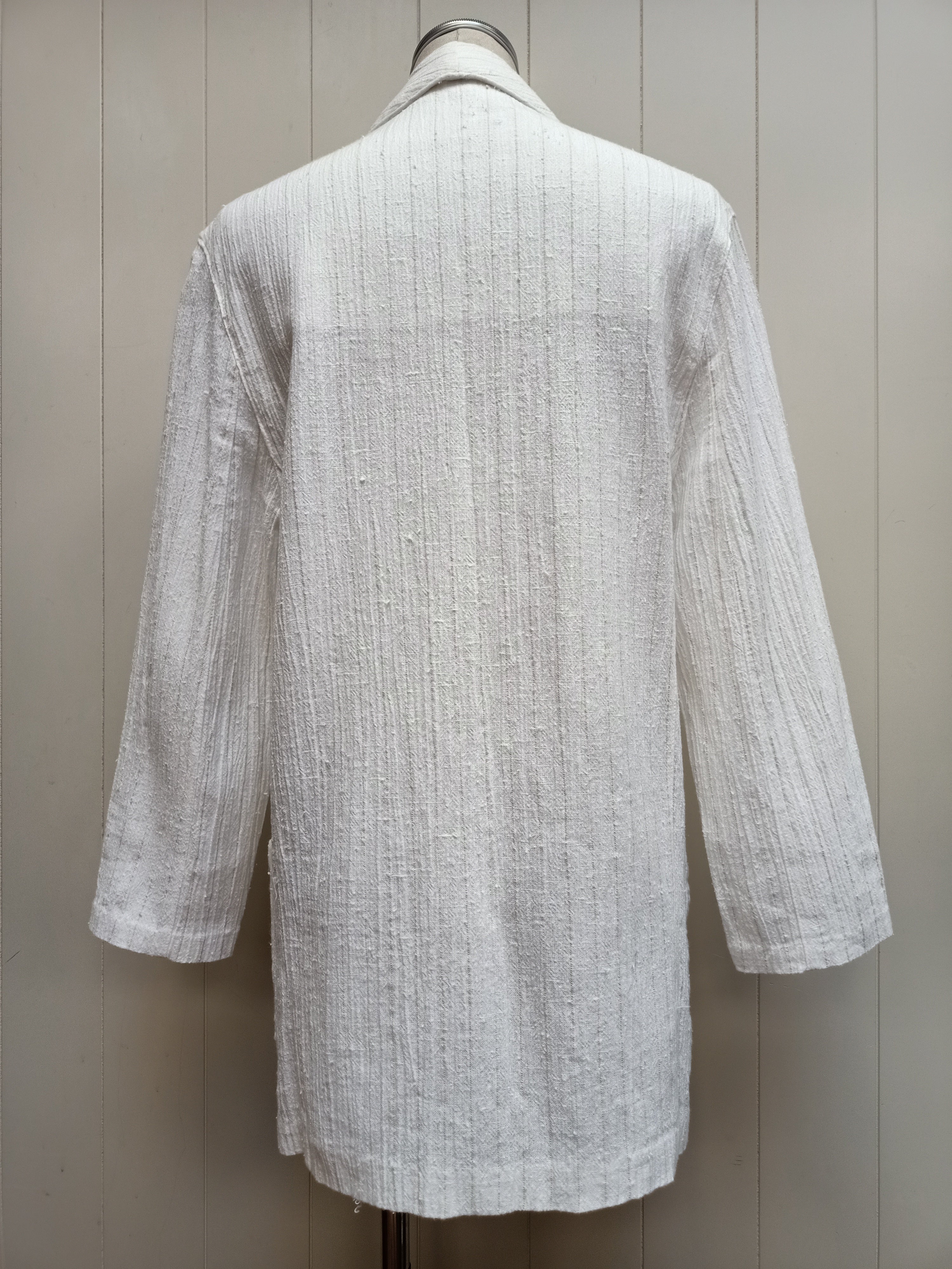 Vintage Crinkle Slub White Striped Blazer