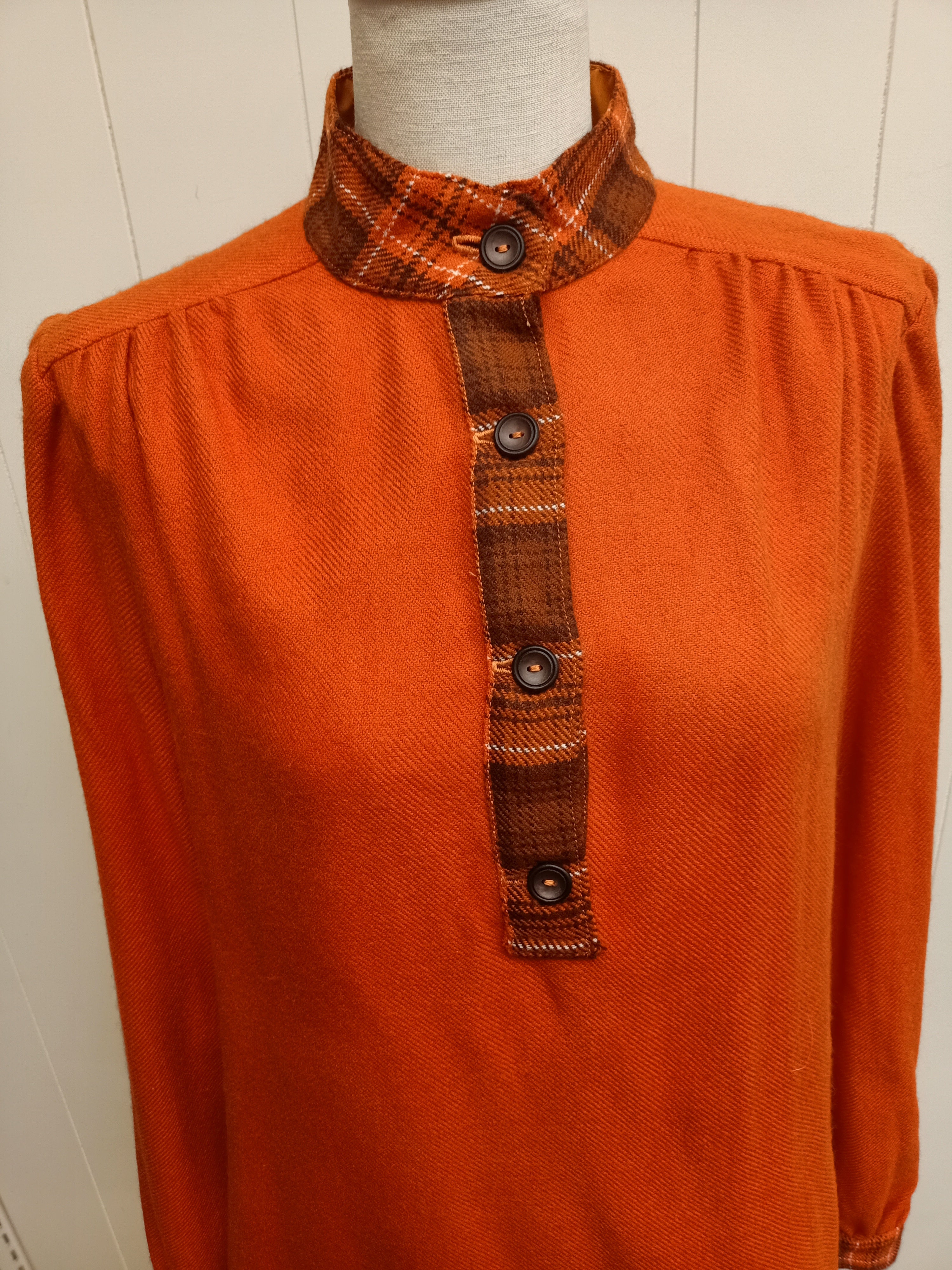 Vintage Orange Mock Turtleneck Shirt