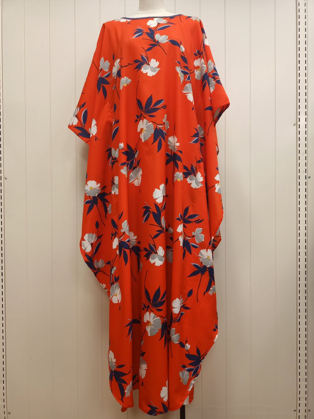 Vintage Orange Navy Caftan Maxi Dress