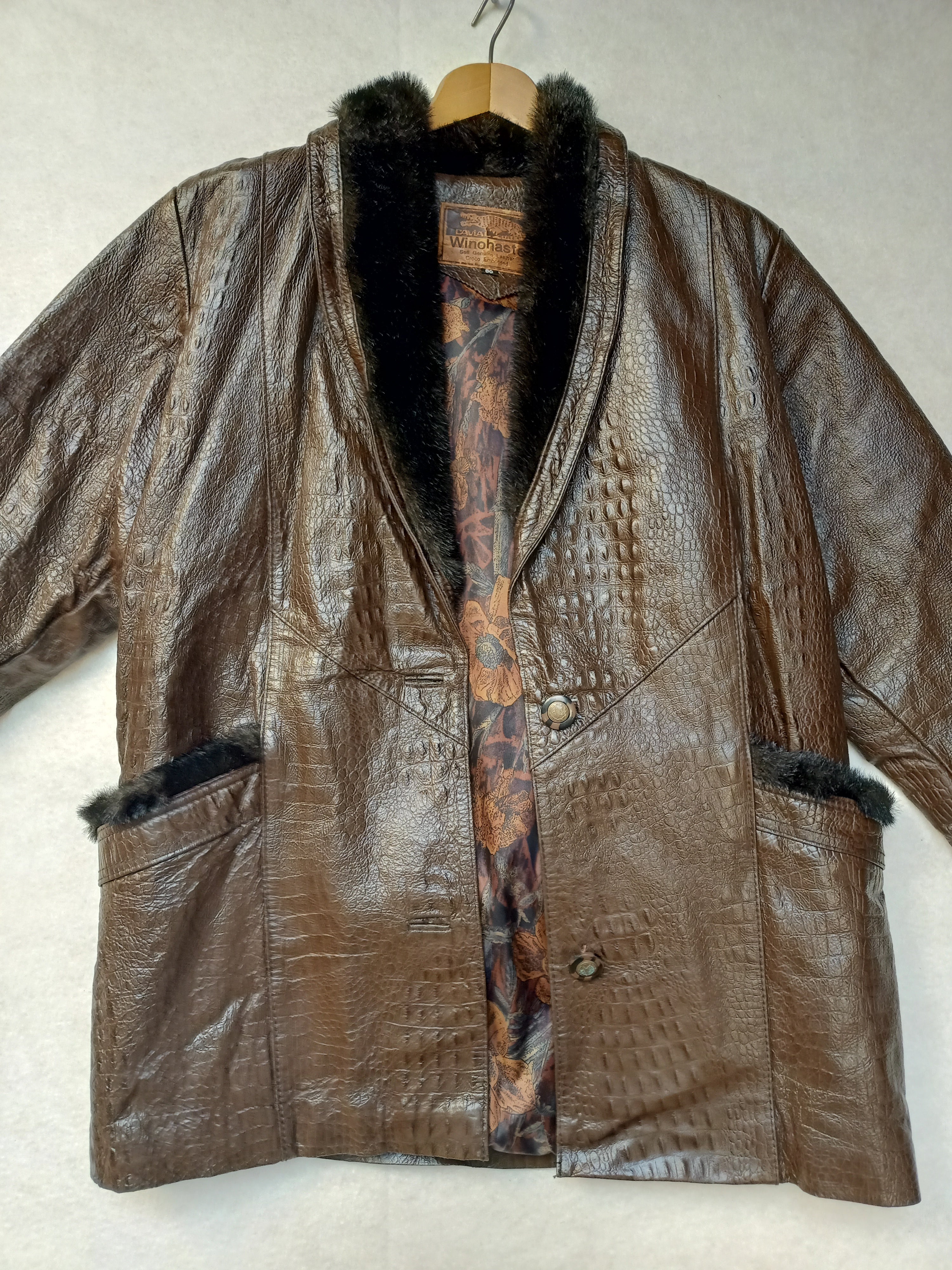 Crocodile Embossed Leather Jacket