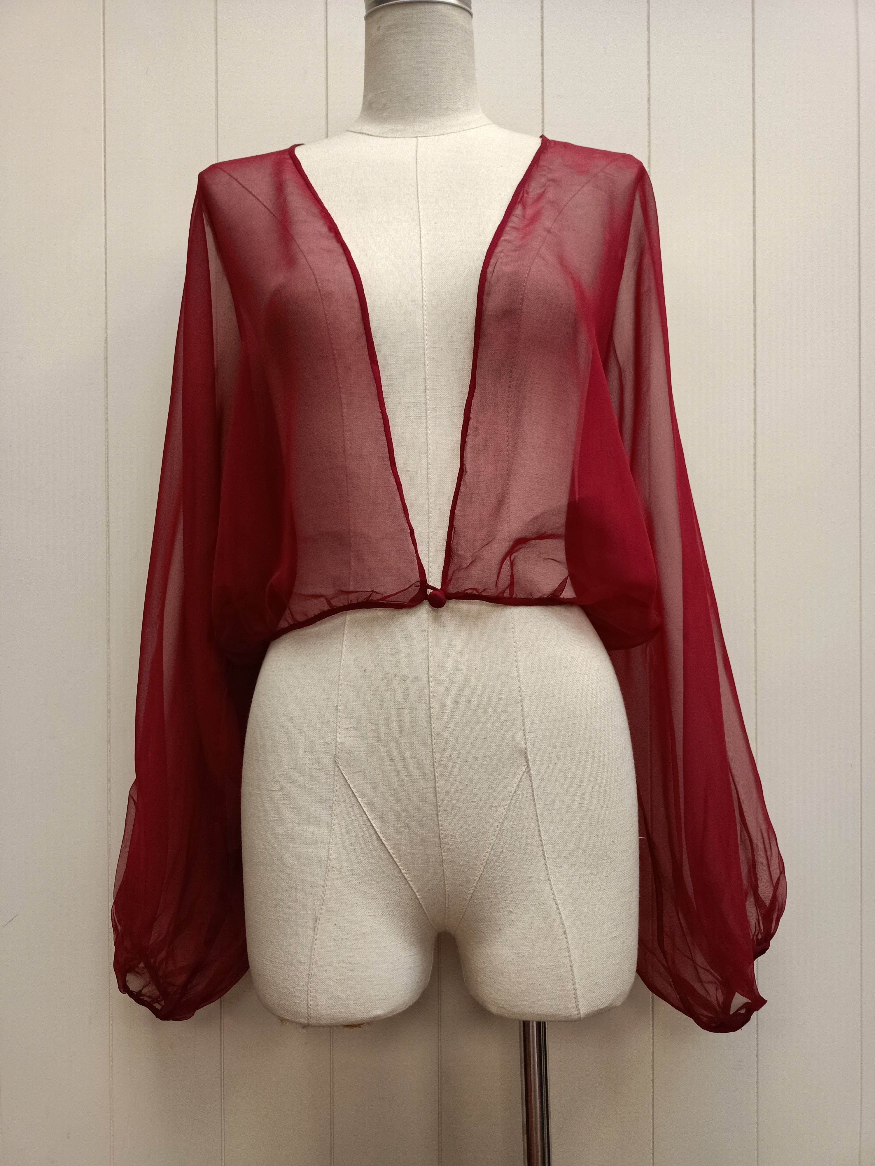 Vintage Burgundy Chiffon Shrug