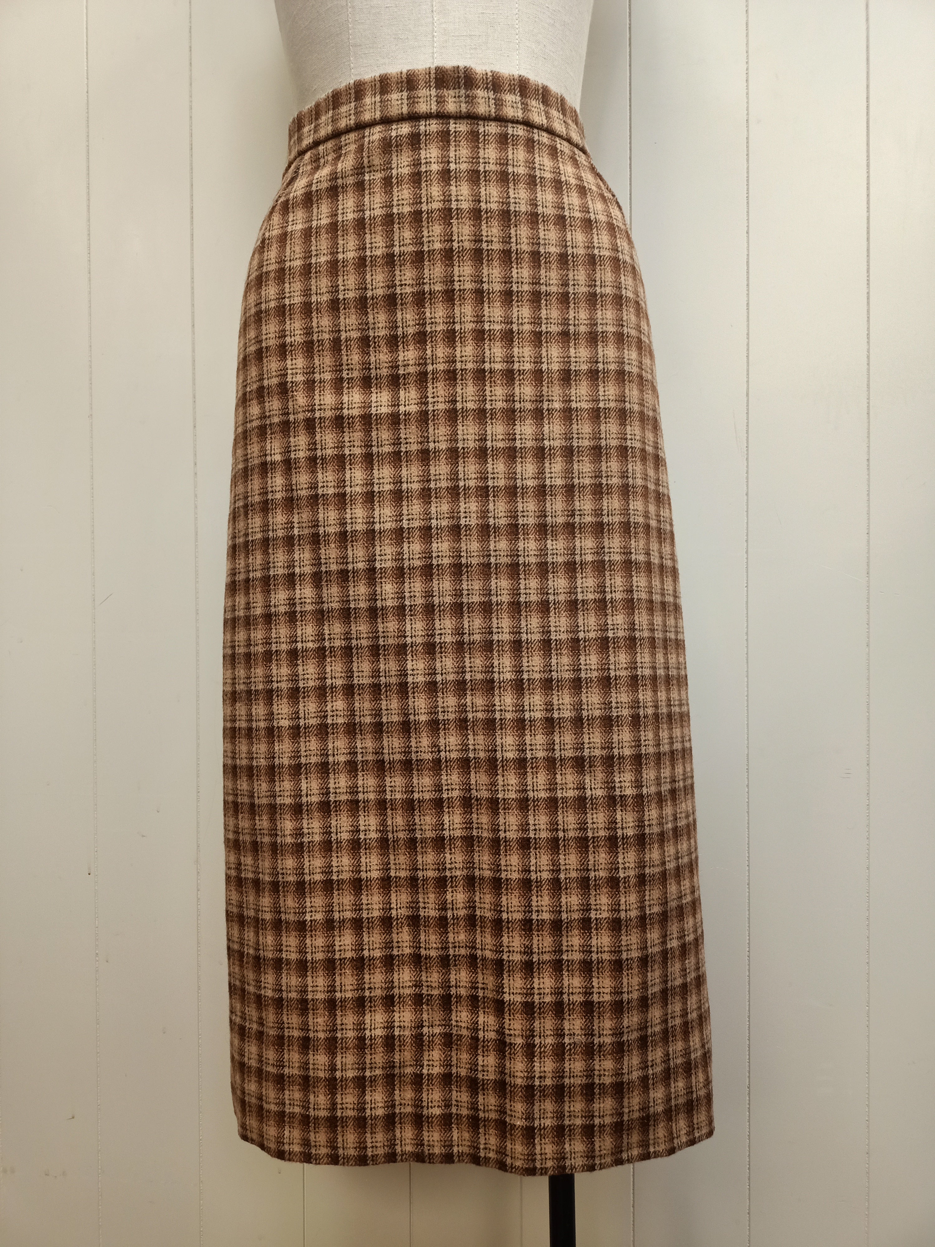 Vintage Brown Plaid Skirt