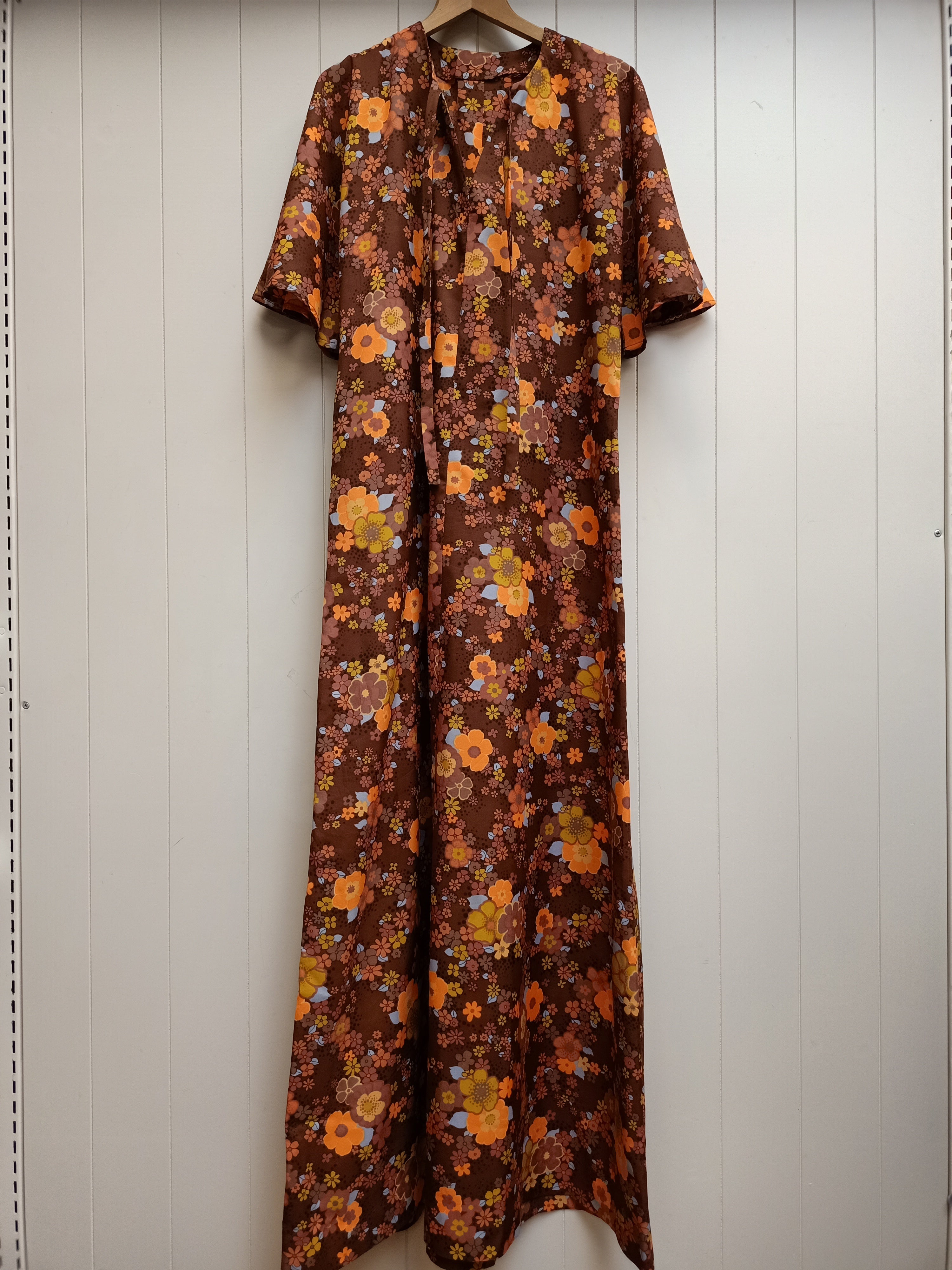 Vintage Orange Floral Maxi Dress