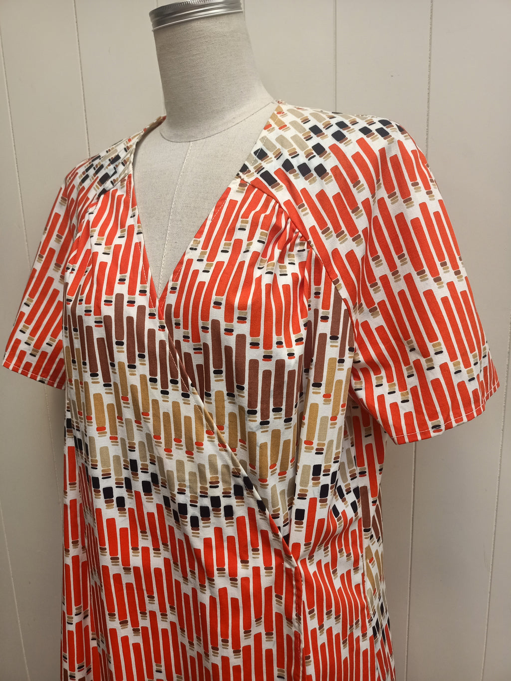 Vintage Wrap Geometric Dash Dress