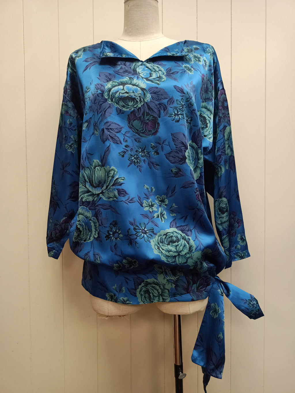 Vintage Drop Waist Satin Floral Shirt