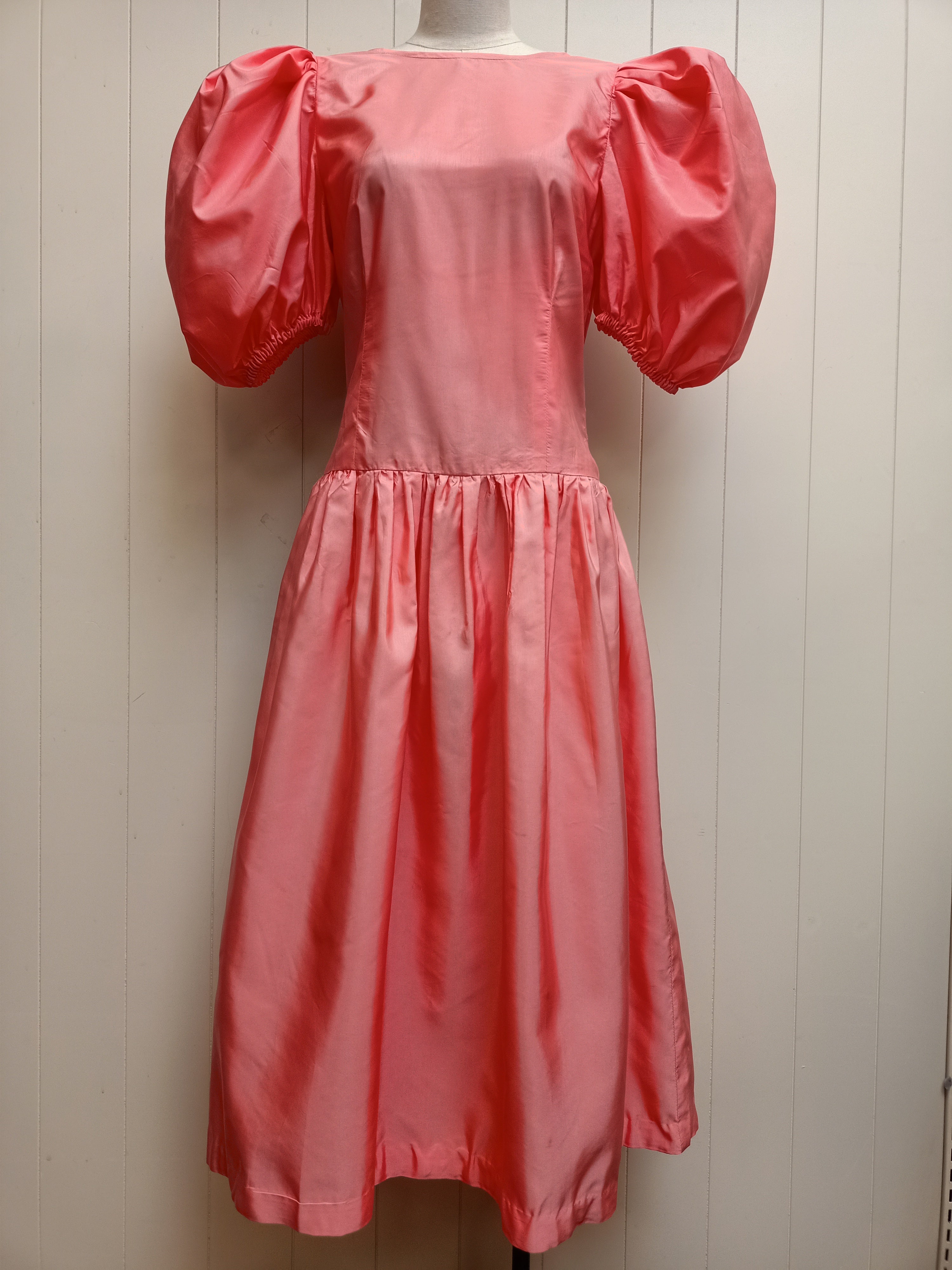 Vintage Coral Taffeta Dress