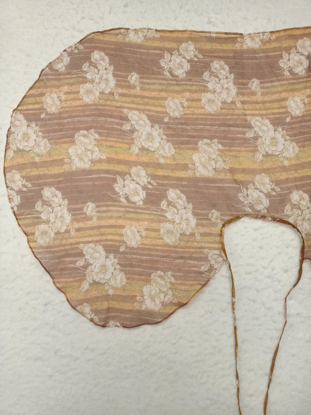 Vintage Orange Floral Chiffon Cape