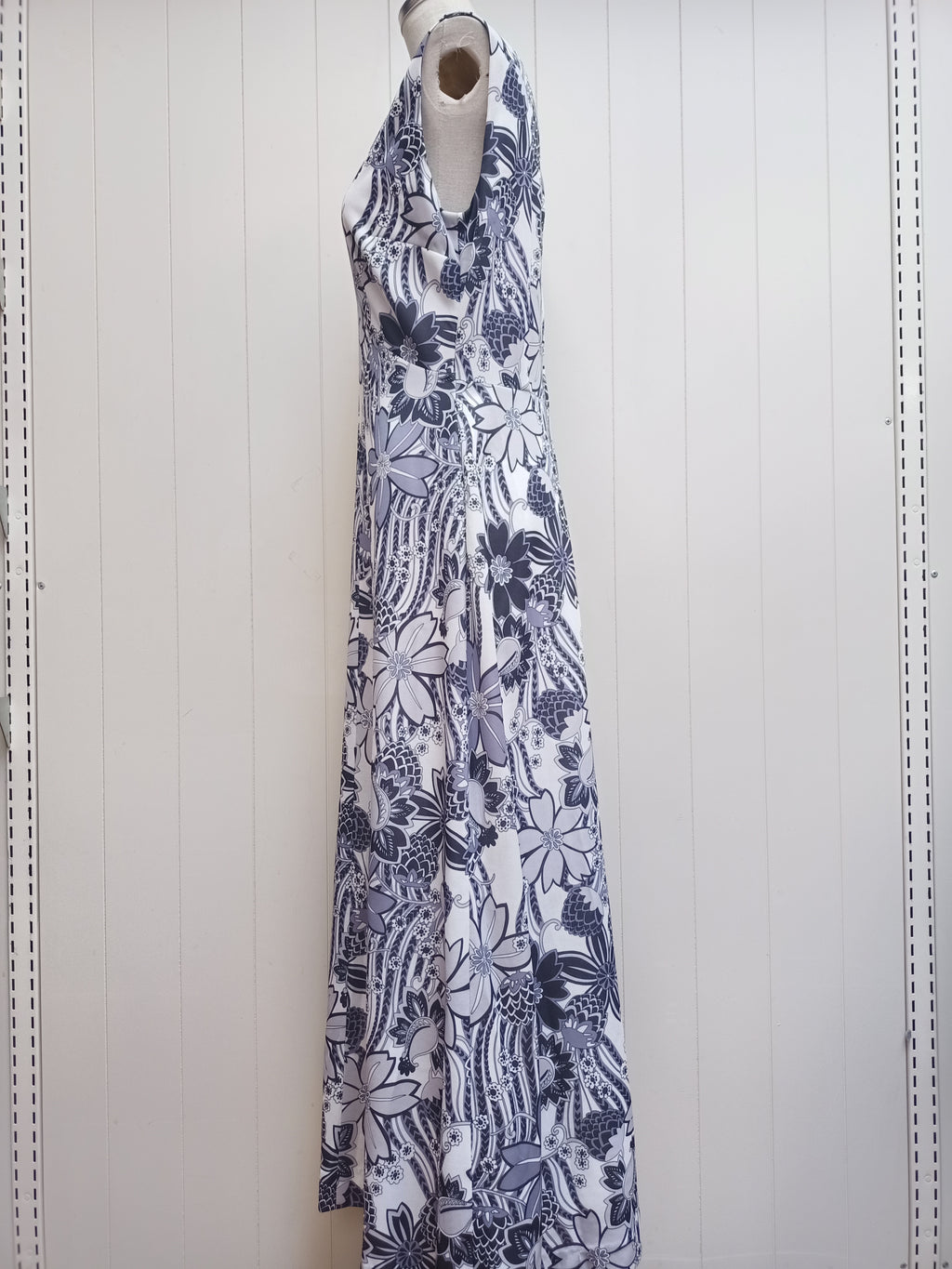 Vintage Monochrome Floral Maxi Dress