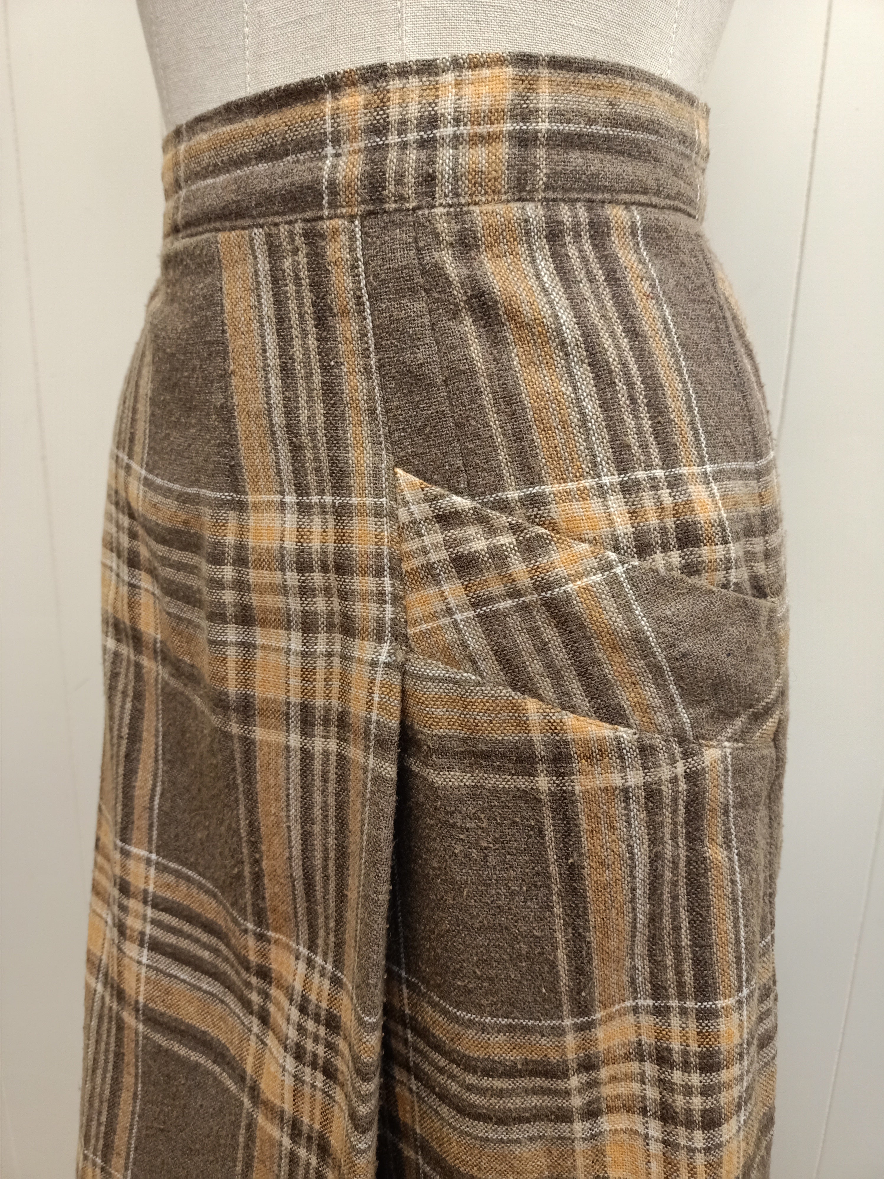 Vintage Brown & Orange Plaid Skirt