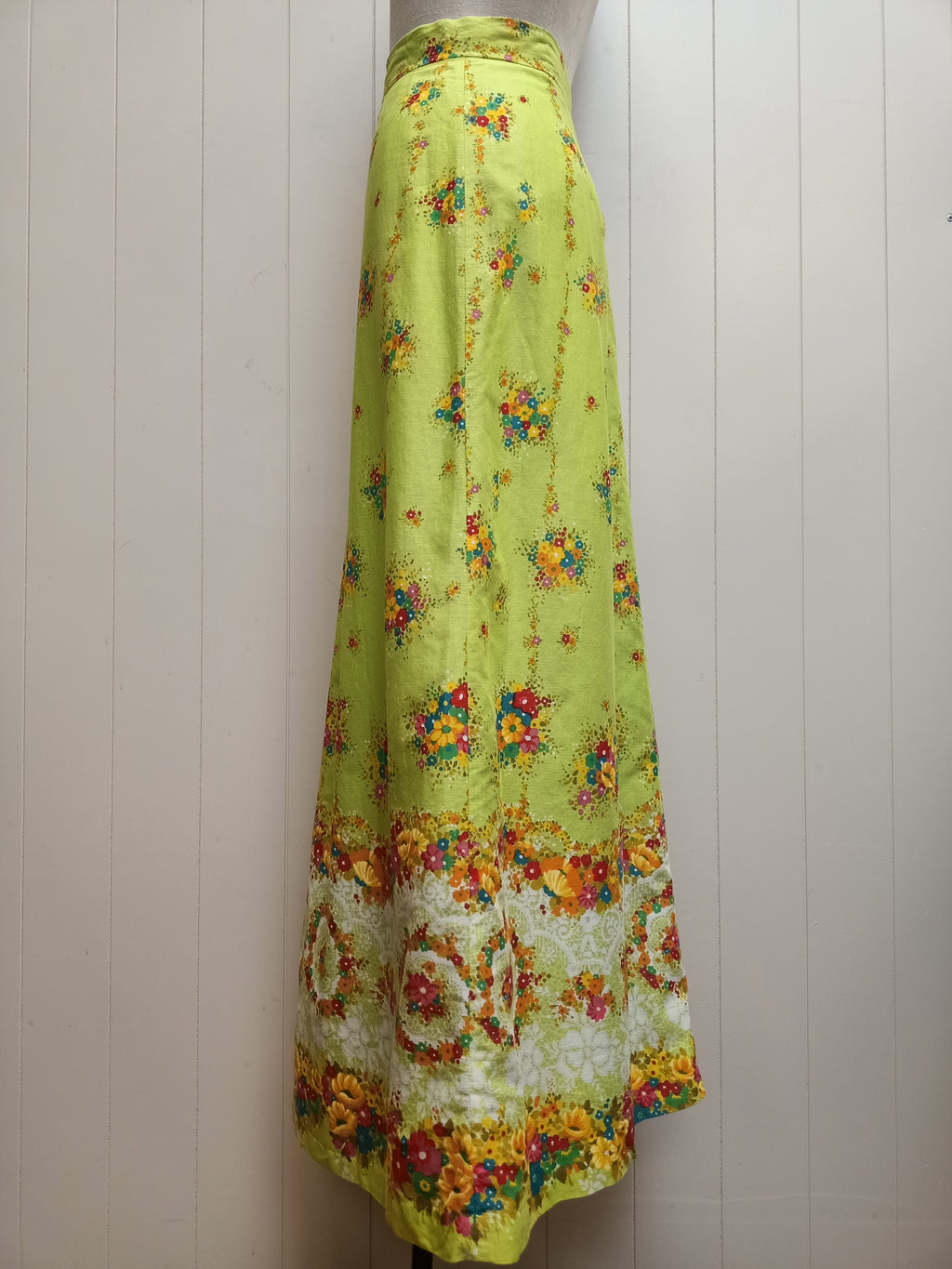 Vintage Lime Green Floral Skirt