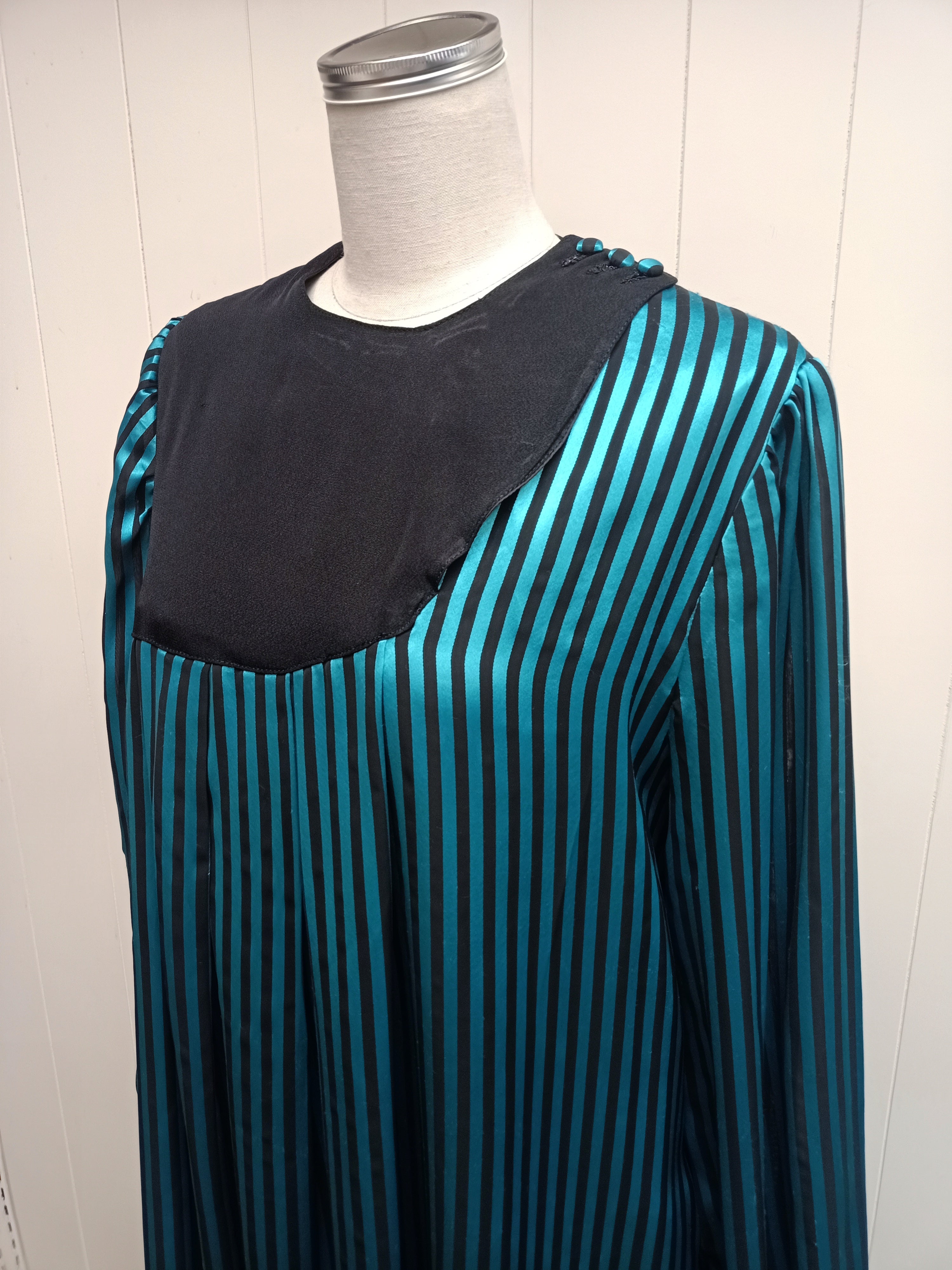 Vintage Teal Striped Tent Dress