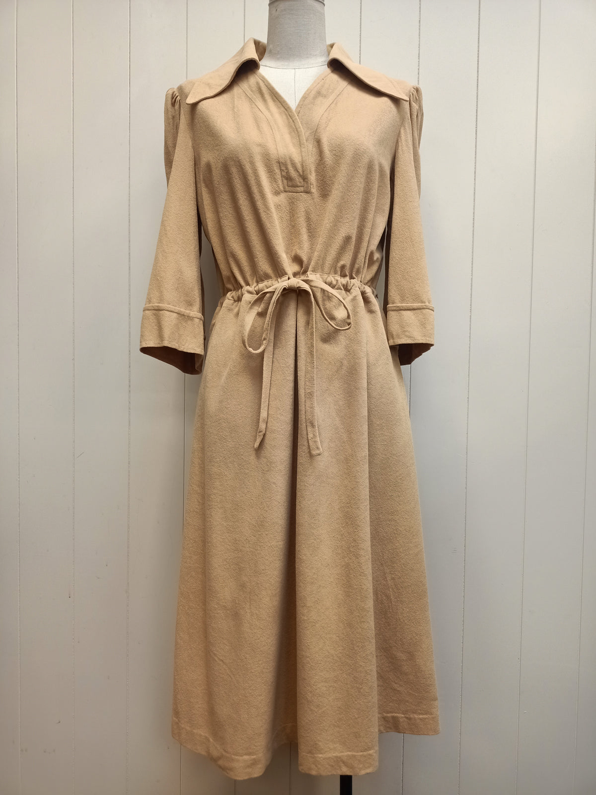 Vintage Flocked Camel Dress