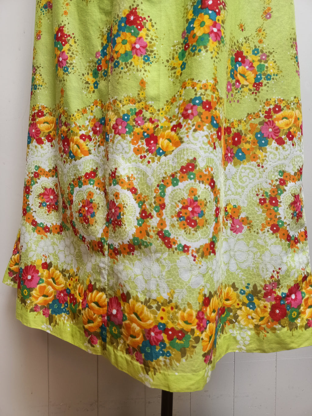 Vintage Lime Green Floral Skirt