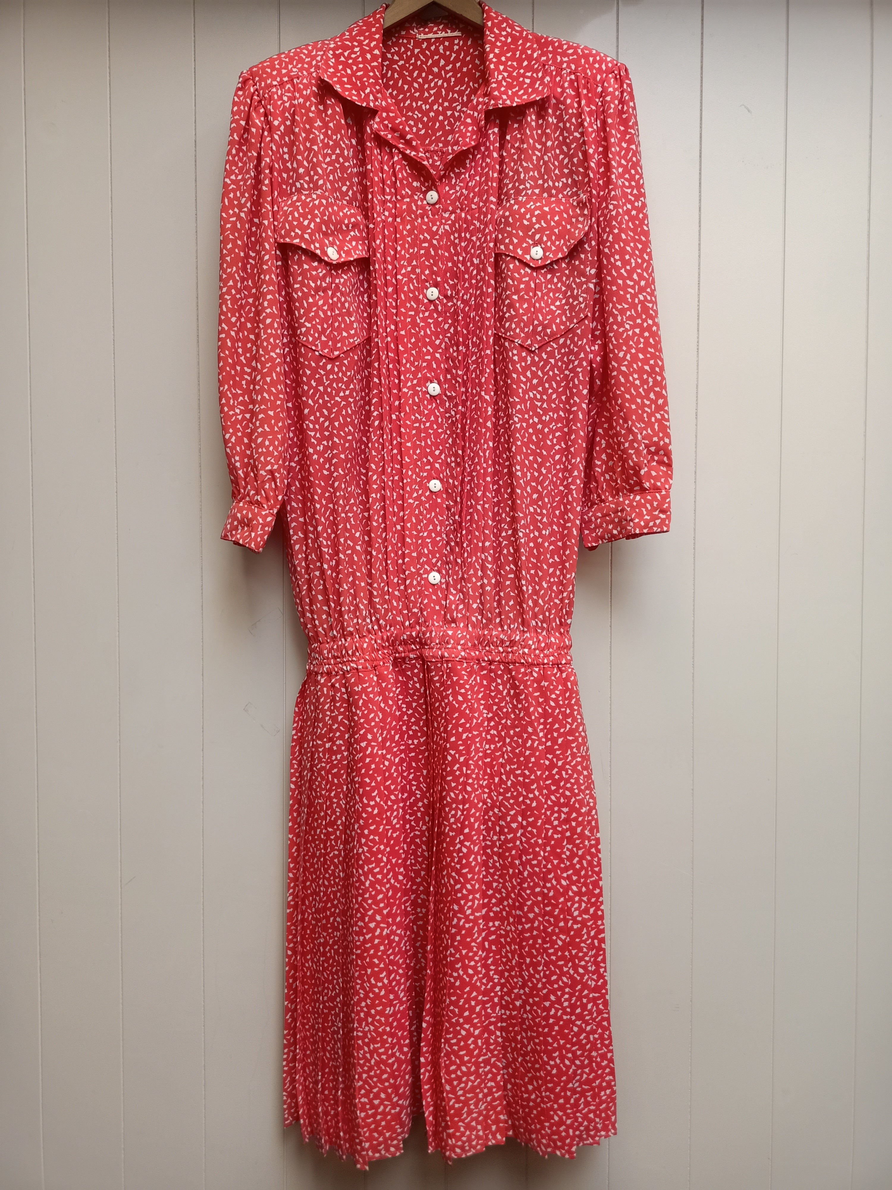 Vintage Coral Drop Waist Dress