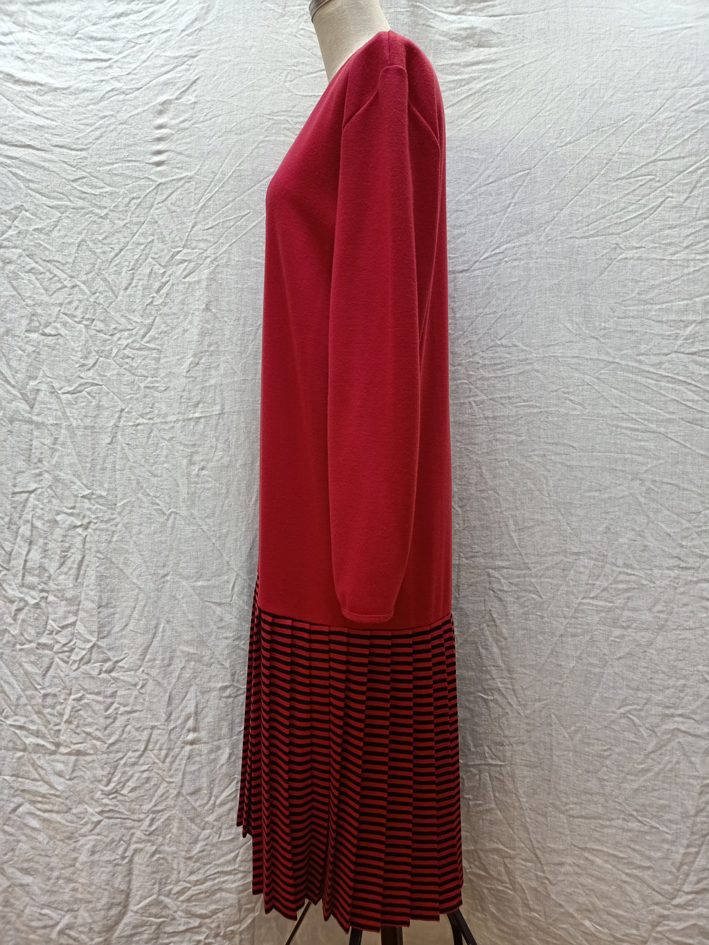 Vintage Burgundy Striped Dress