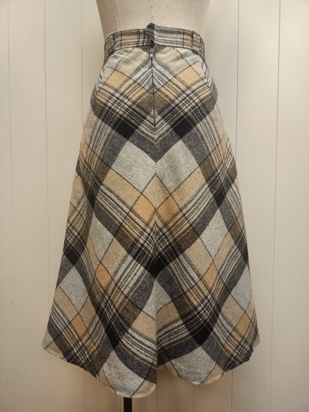 Vintage Grey Plaid Skirt