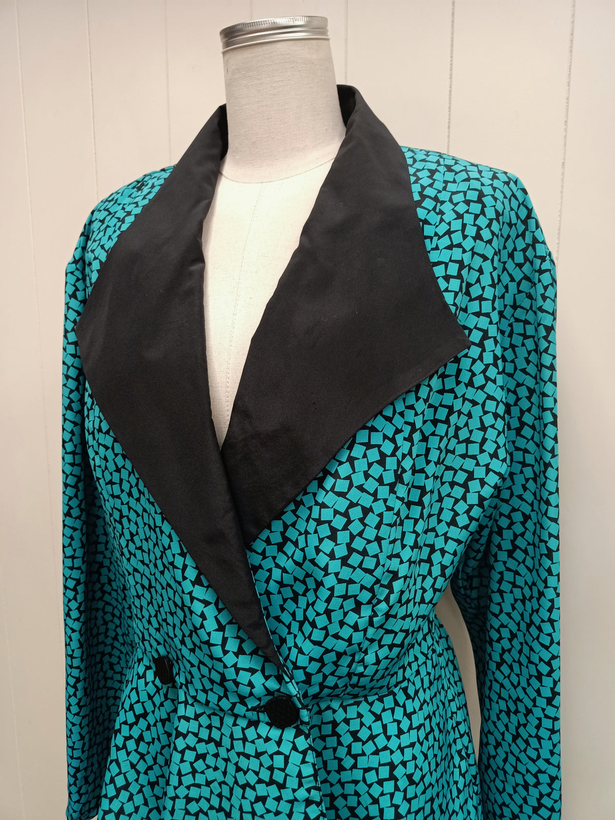 Vintage Purple Patch Geometric Peplum Shirt