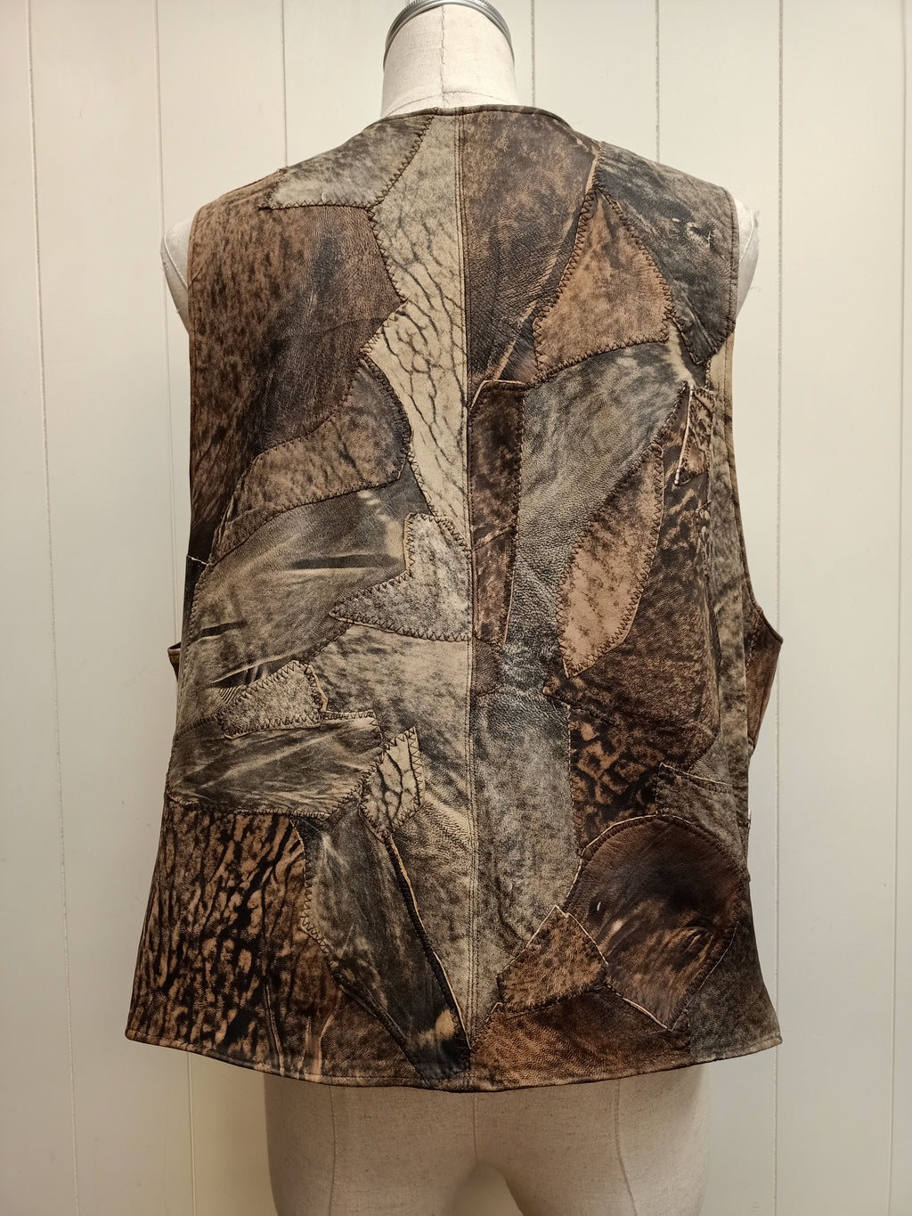 Vintage Mens Leather Patchwork Vest