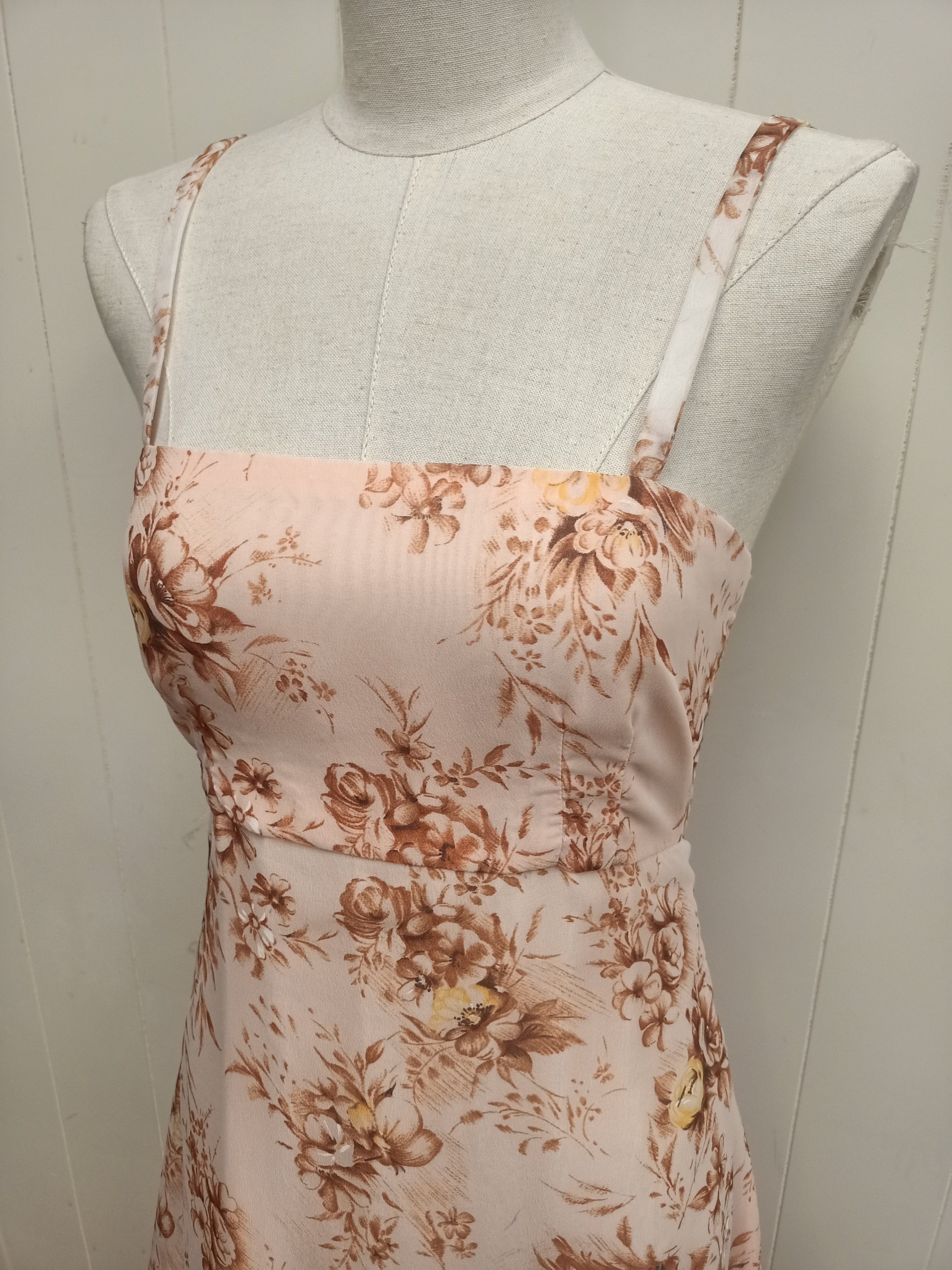 Vintage Floral Peach Maxi Dress