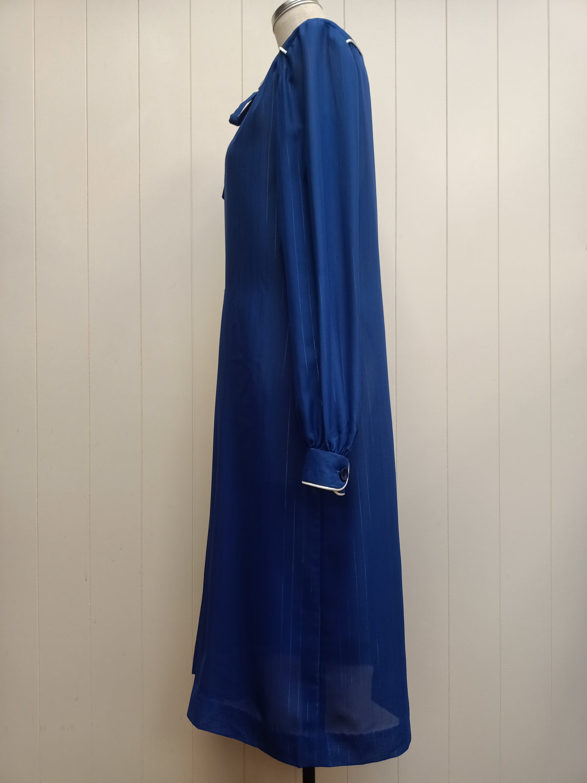 Vintage Blue Striped Chiffon Dress