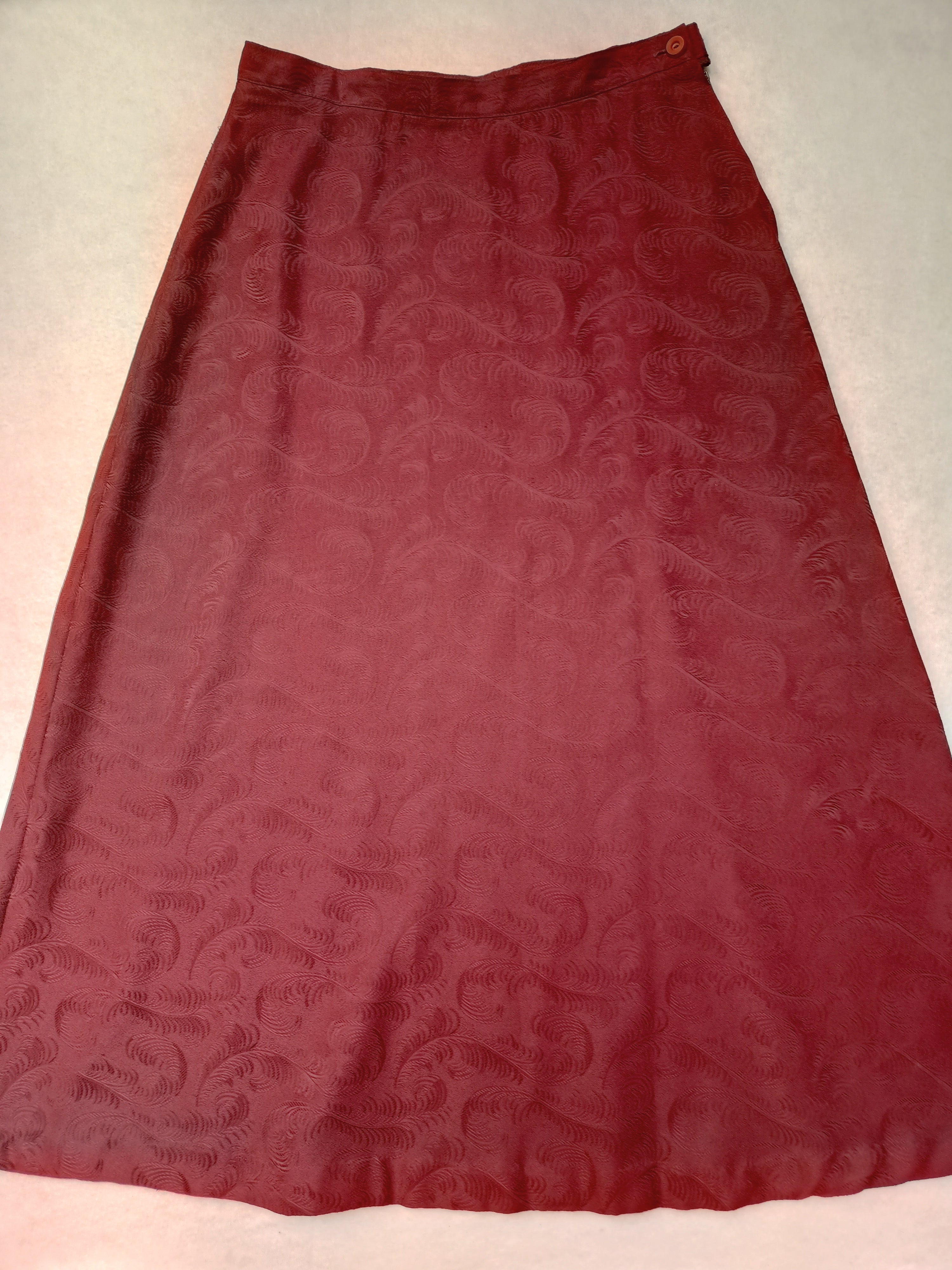 Retro Burgundy Maxi Skirt