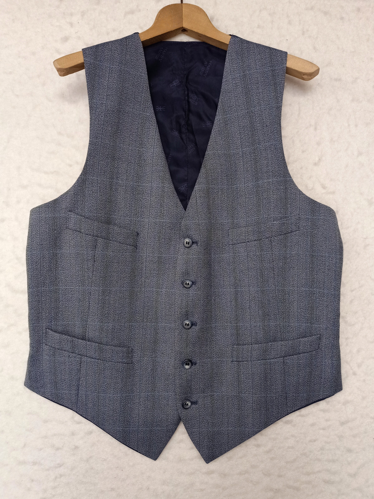 Mens Hardy Amies Grey Striped Waistcoat
