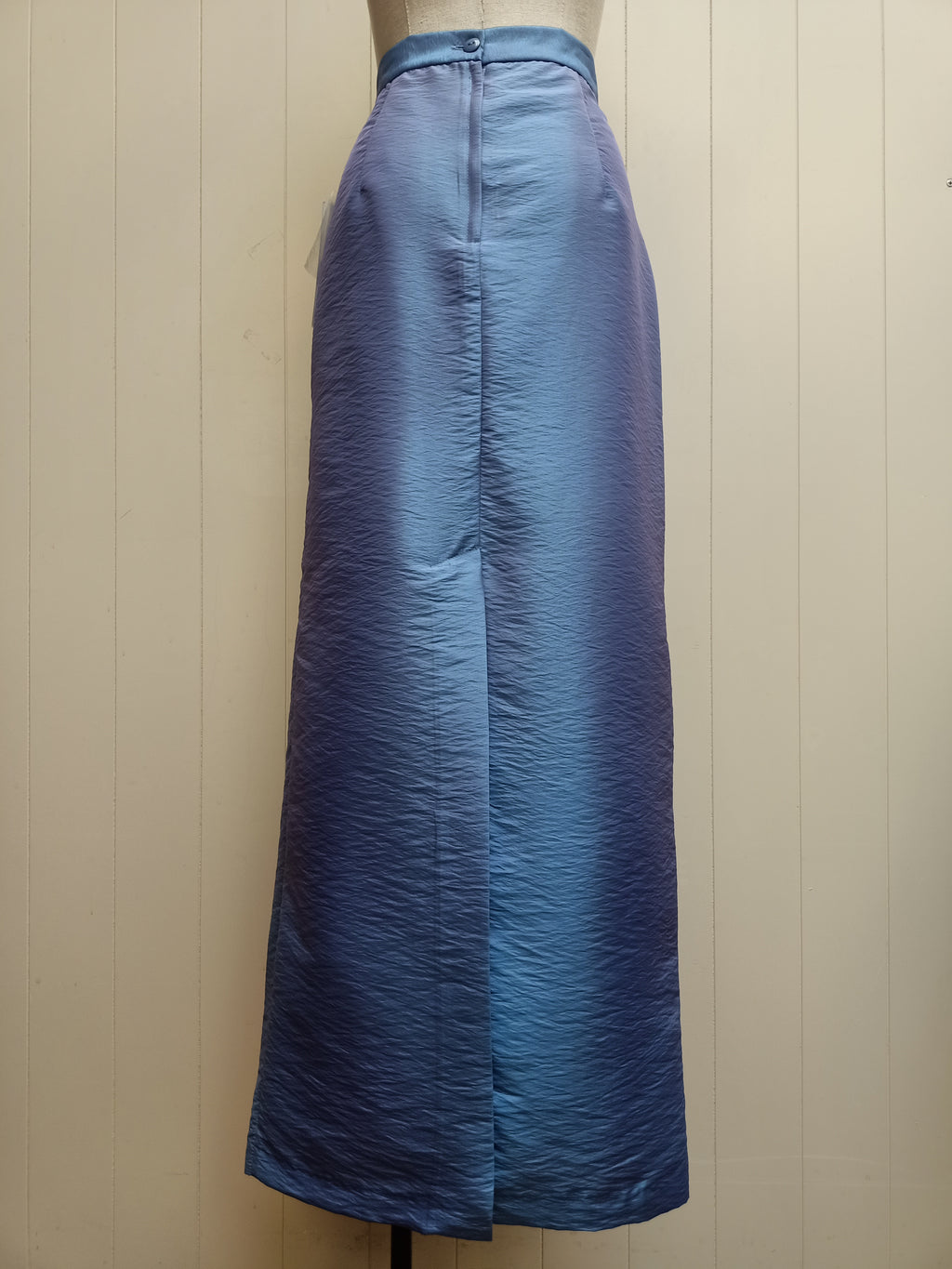 K Seperates Blue Crinkled Satin Skirt