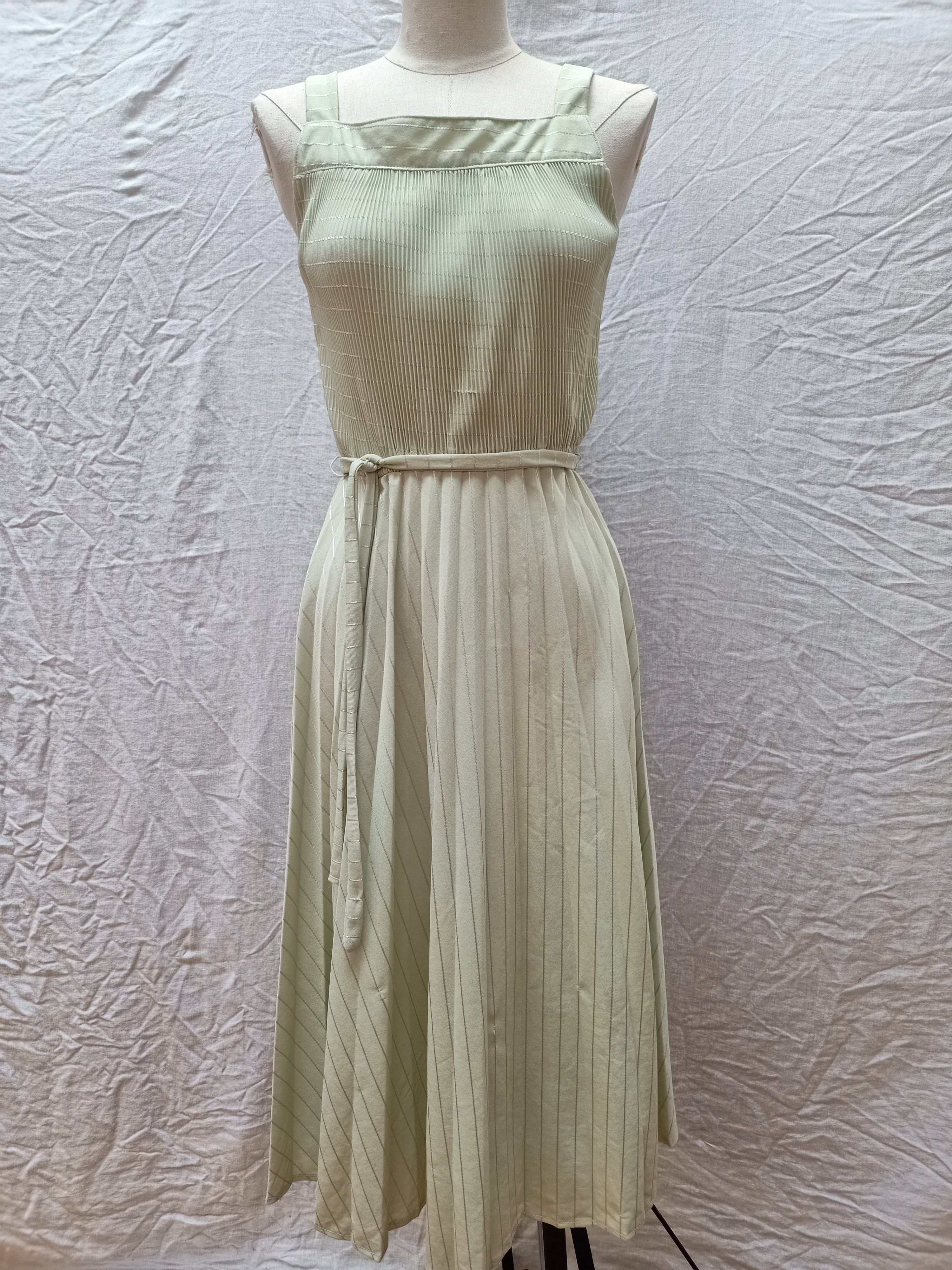 Vintage Sage Striped Dress