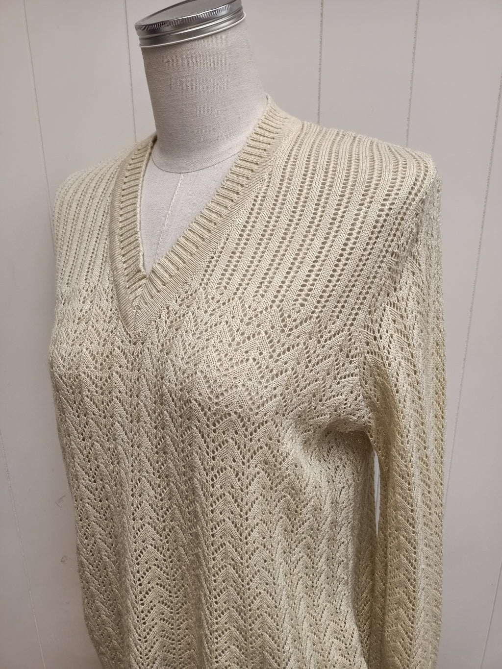 Vintage Cream Lace Knit Sweater
