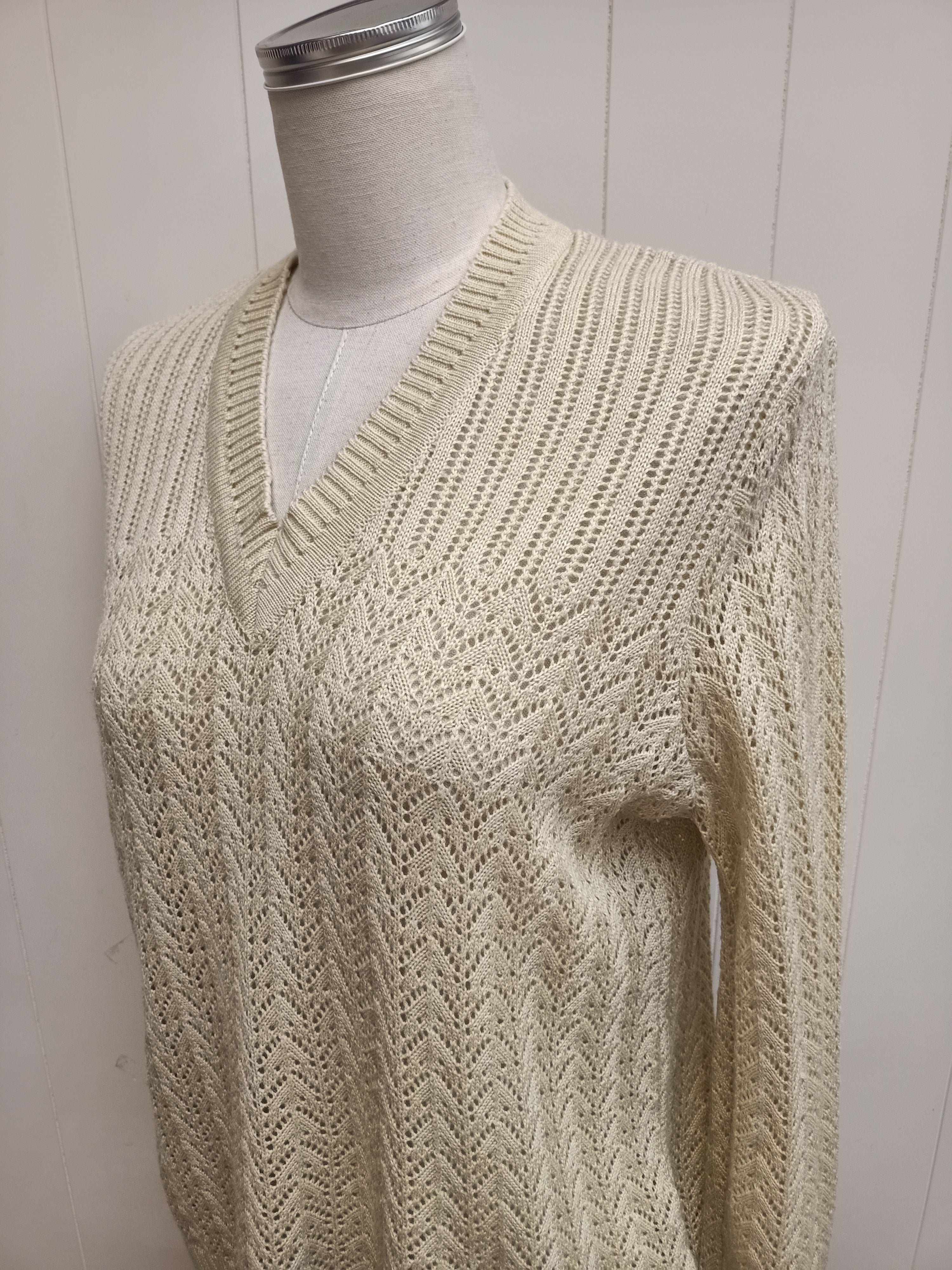 Vintage Cream Lace Knit Sweater