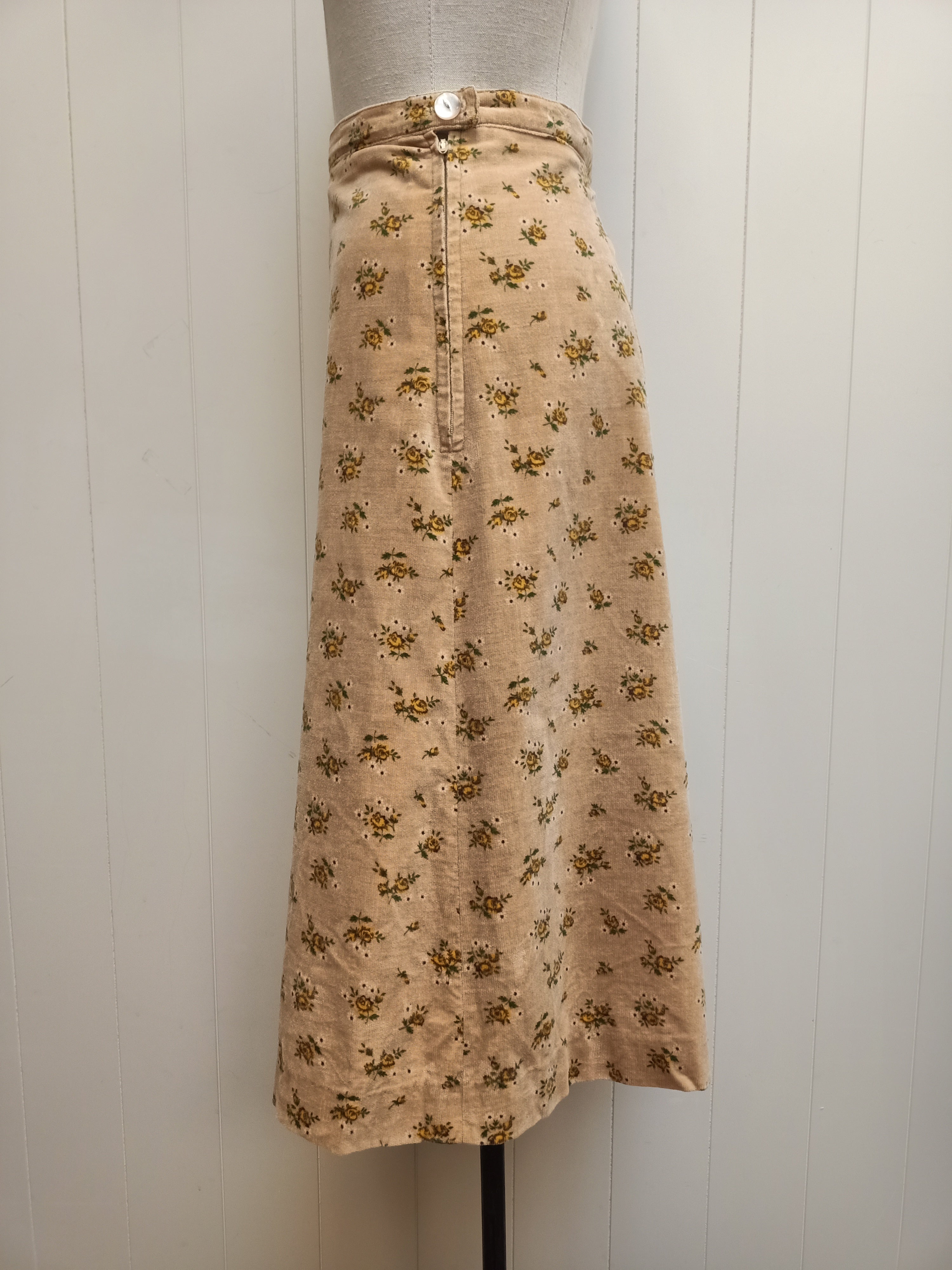 Vintage Floral Corduroy Skirt