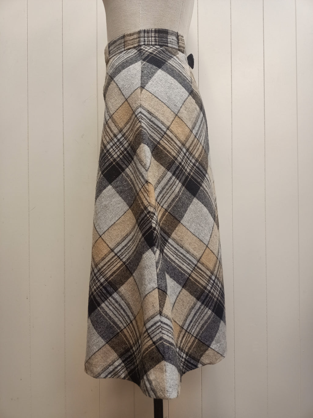 Vintage Grey Plaid Skirt