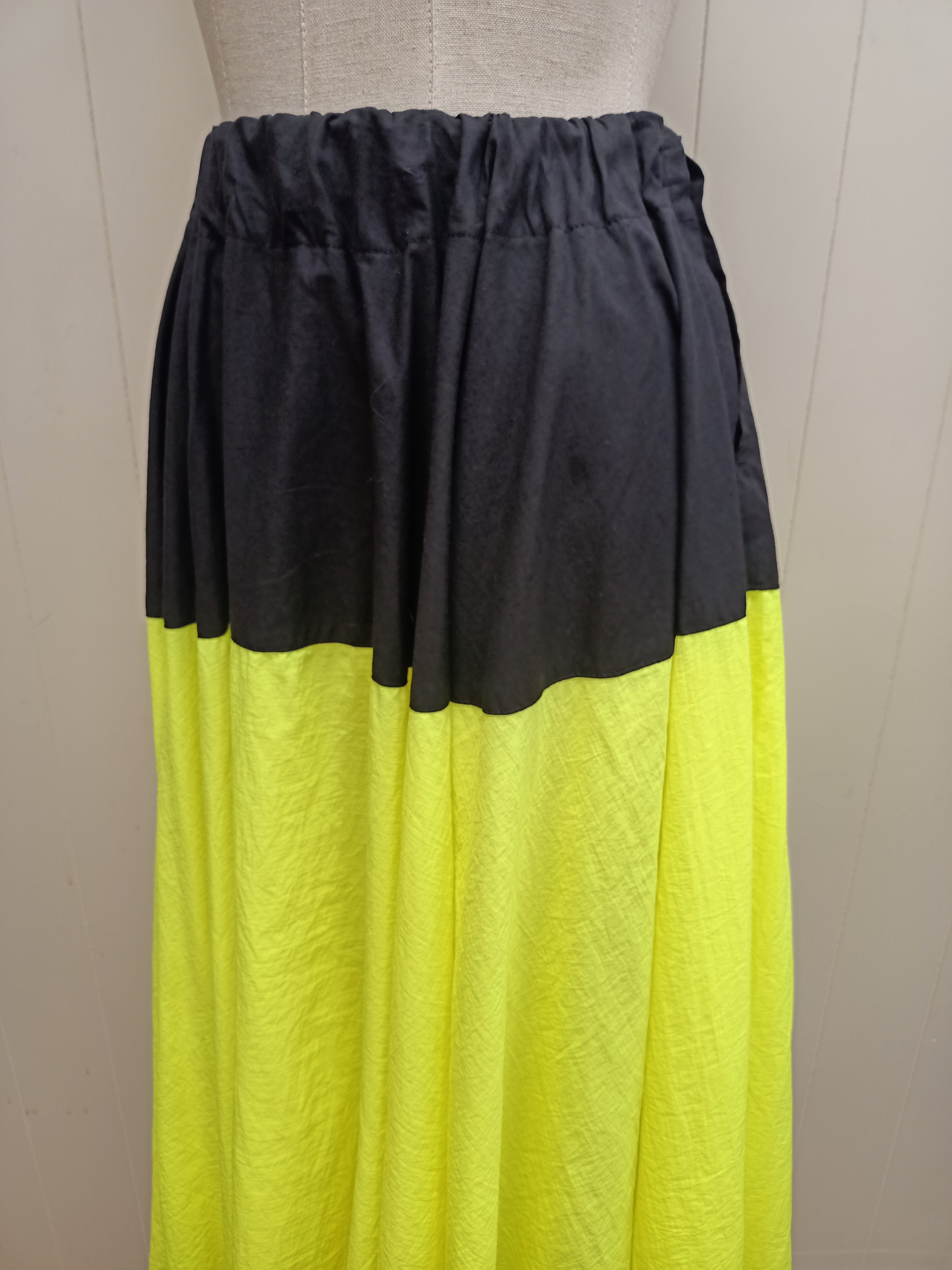 Vintage Black & Neon Green Skirt