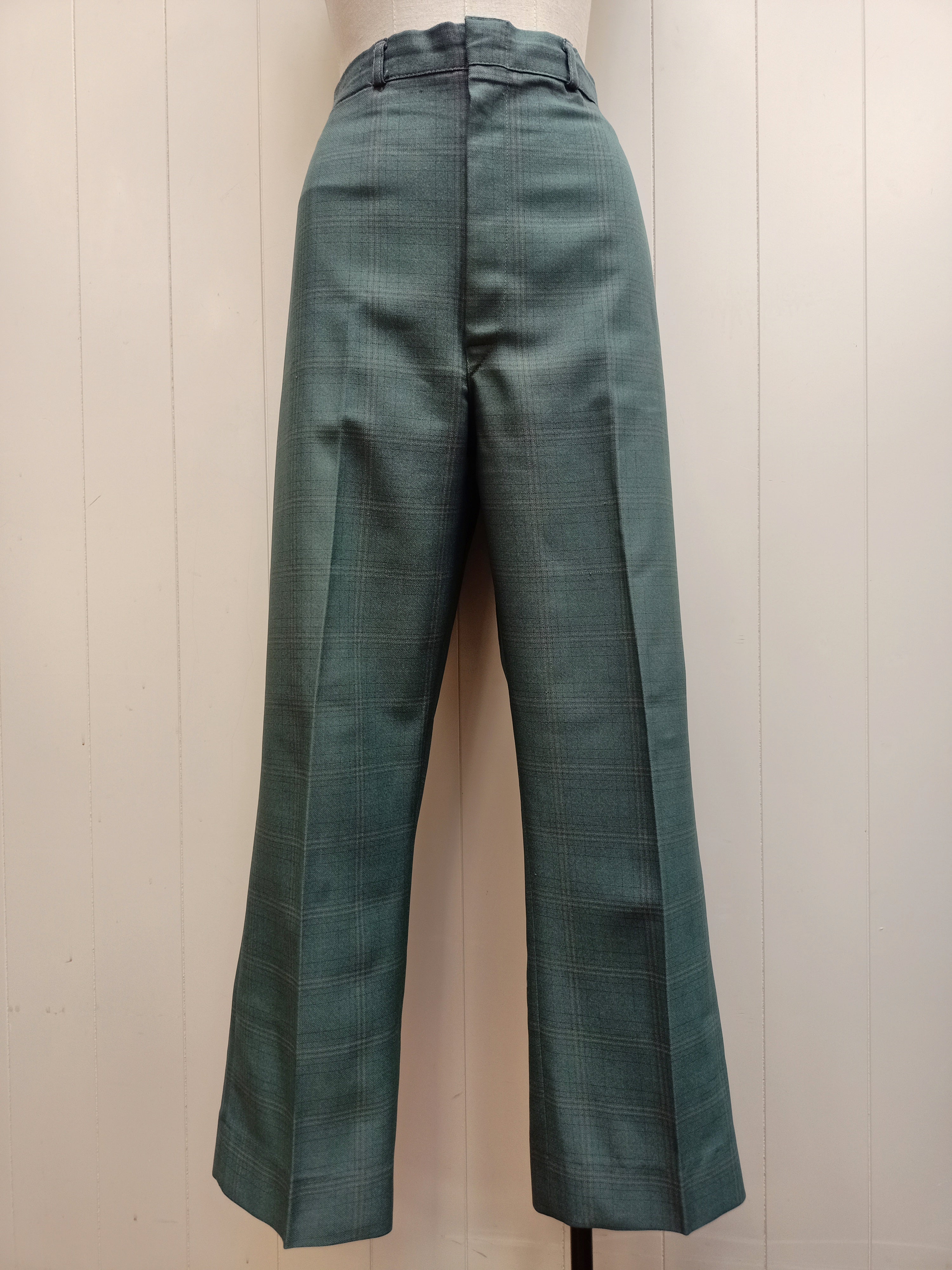 Vintage Mens Green Check Pants