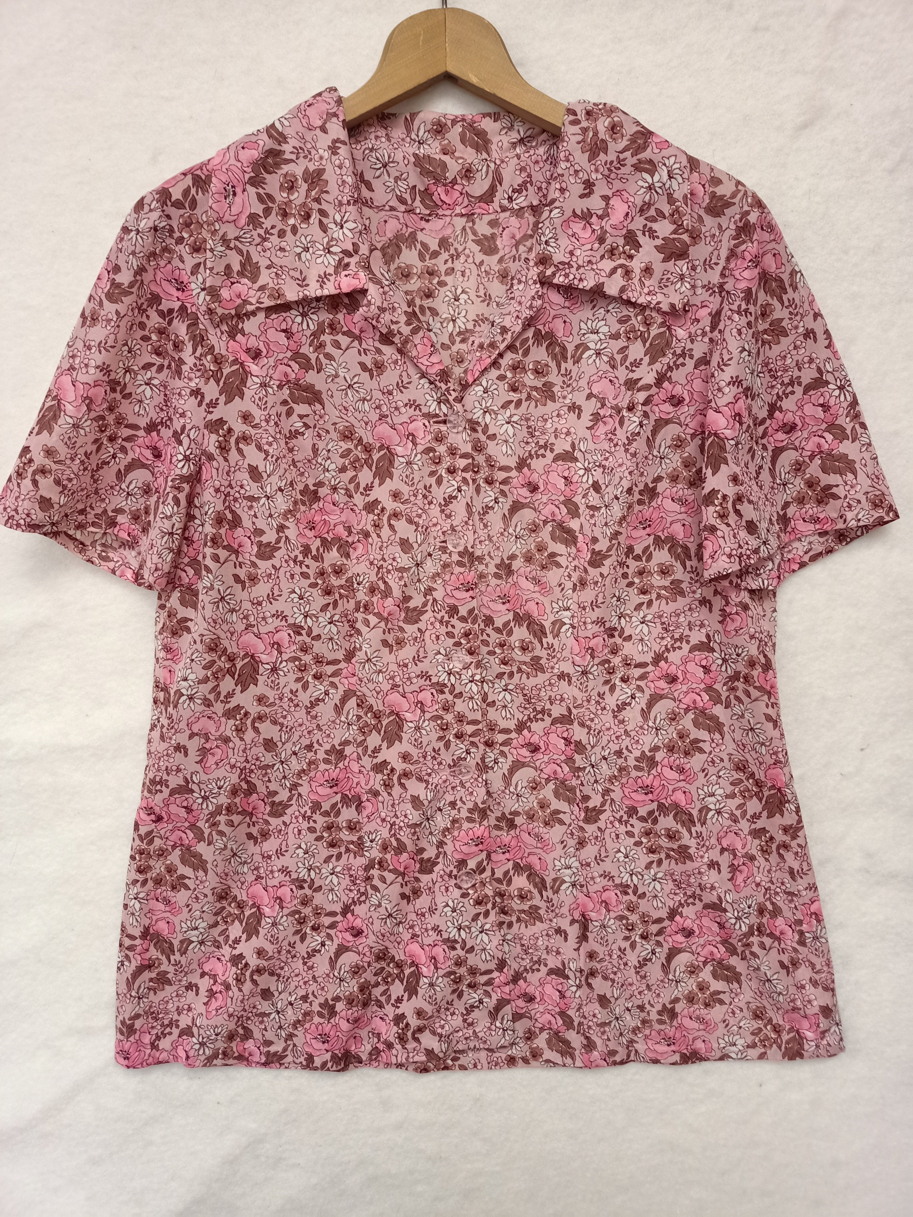 Vintage Pink Floral Button Up Shirt