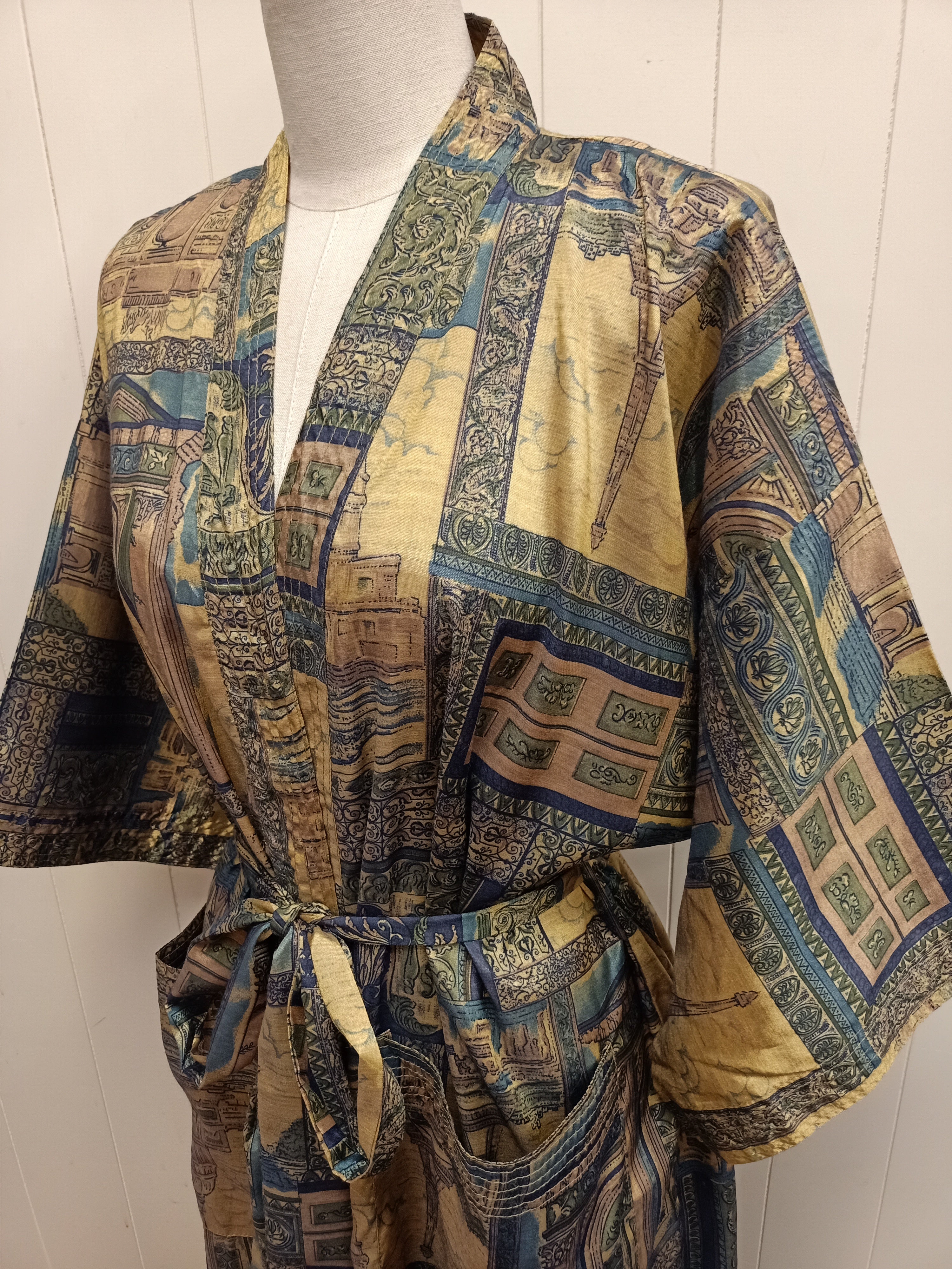 Vintage Architecture Satin Robe