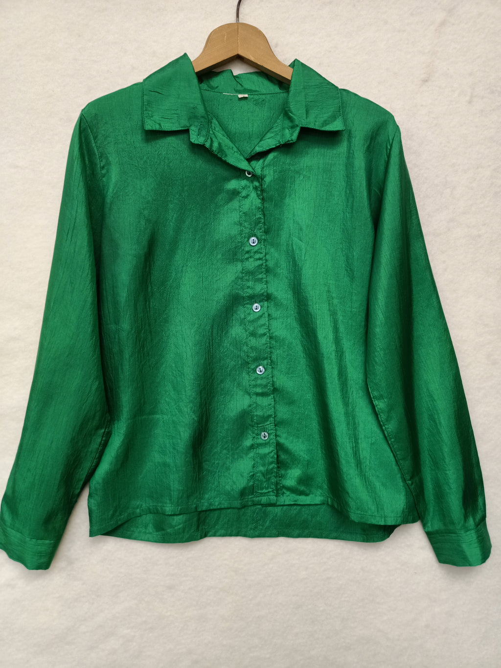 Vintage Green Crushed Satin Shirt