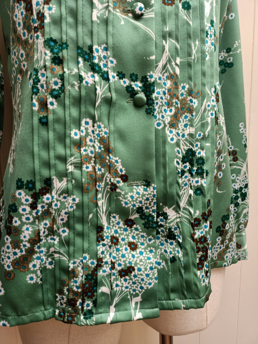 Vintage Lady Lichfield Green Floral Shirt