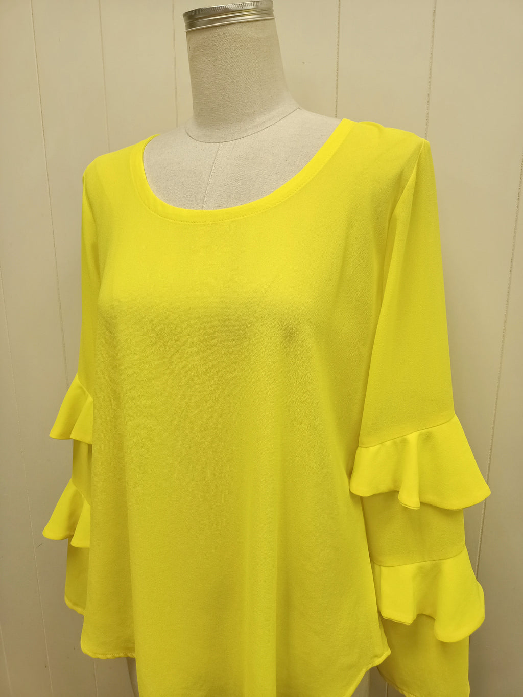 Jaclyn M Neon Yellow Ruffle Shirt