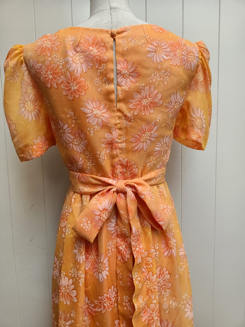 Vintage Orange Floral Maxi Dress