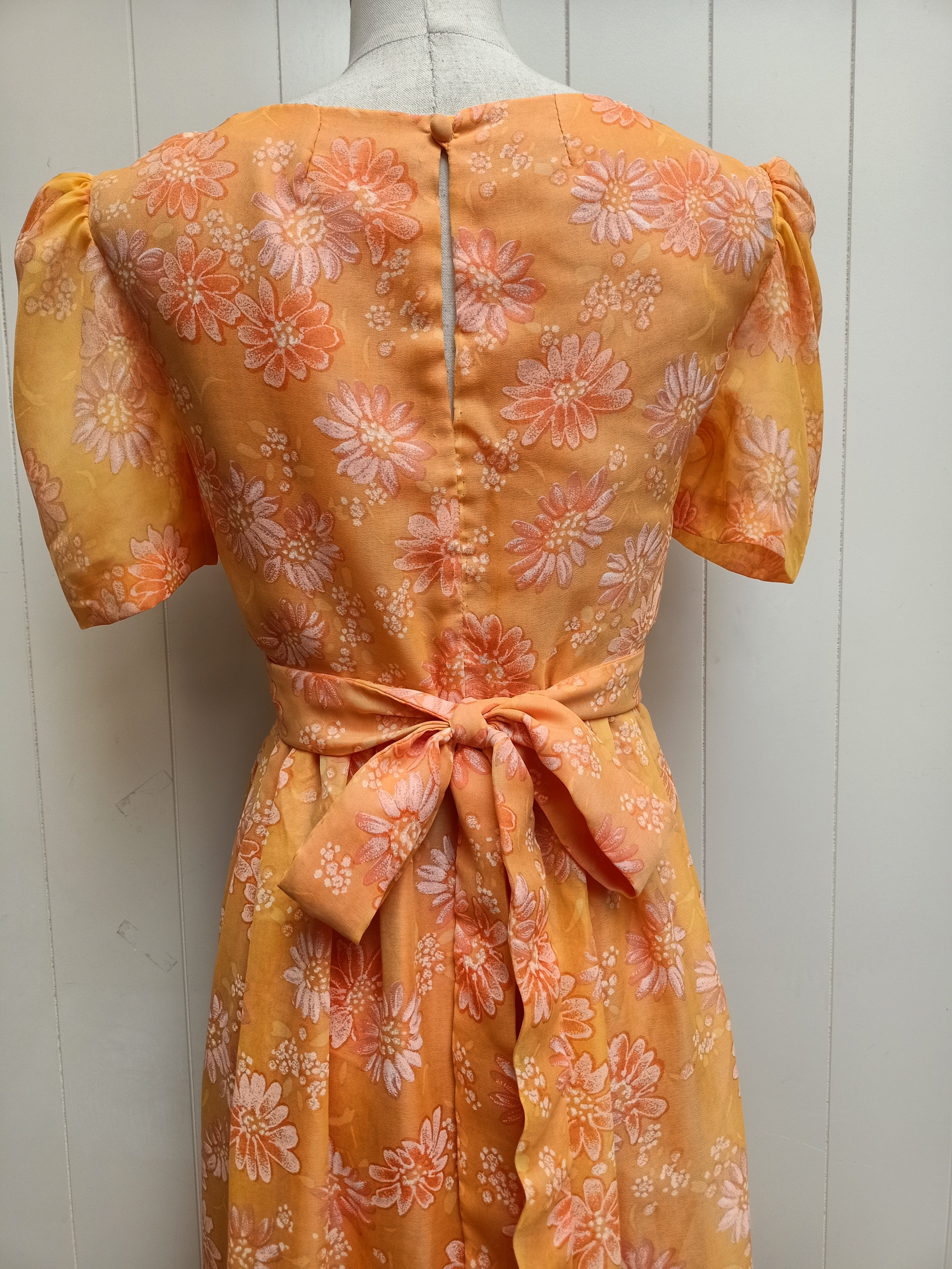 Vintage Orange Floral Maxi Dress