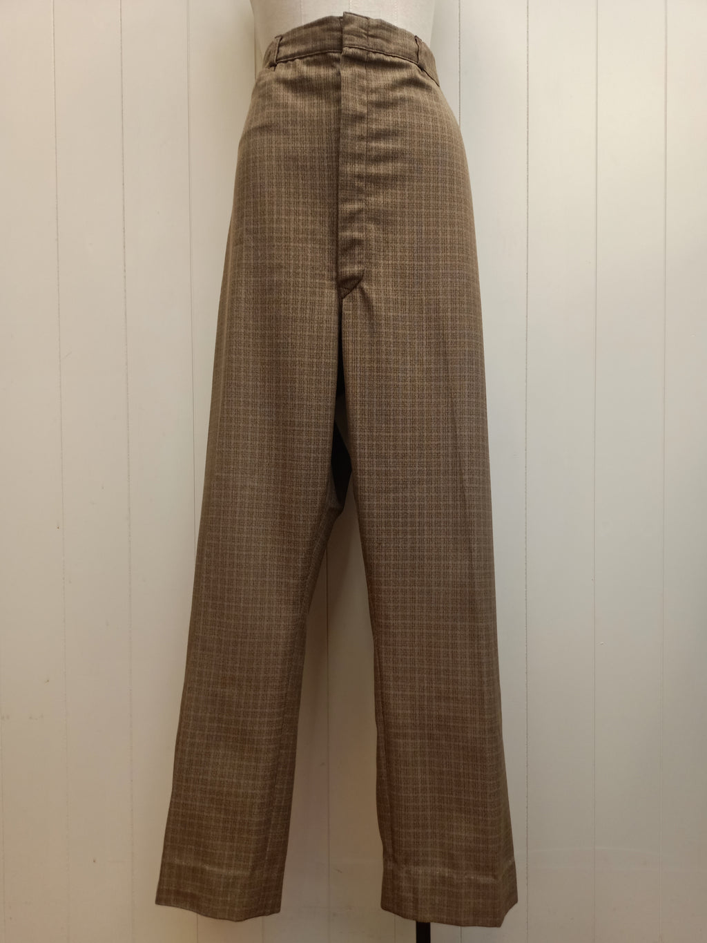 Vintage Mens Brown Fine Check Pants